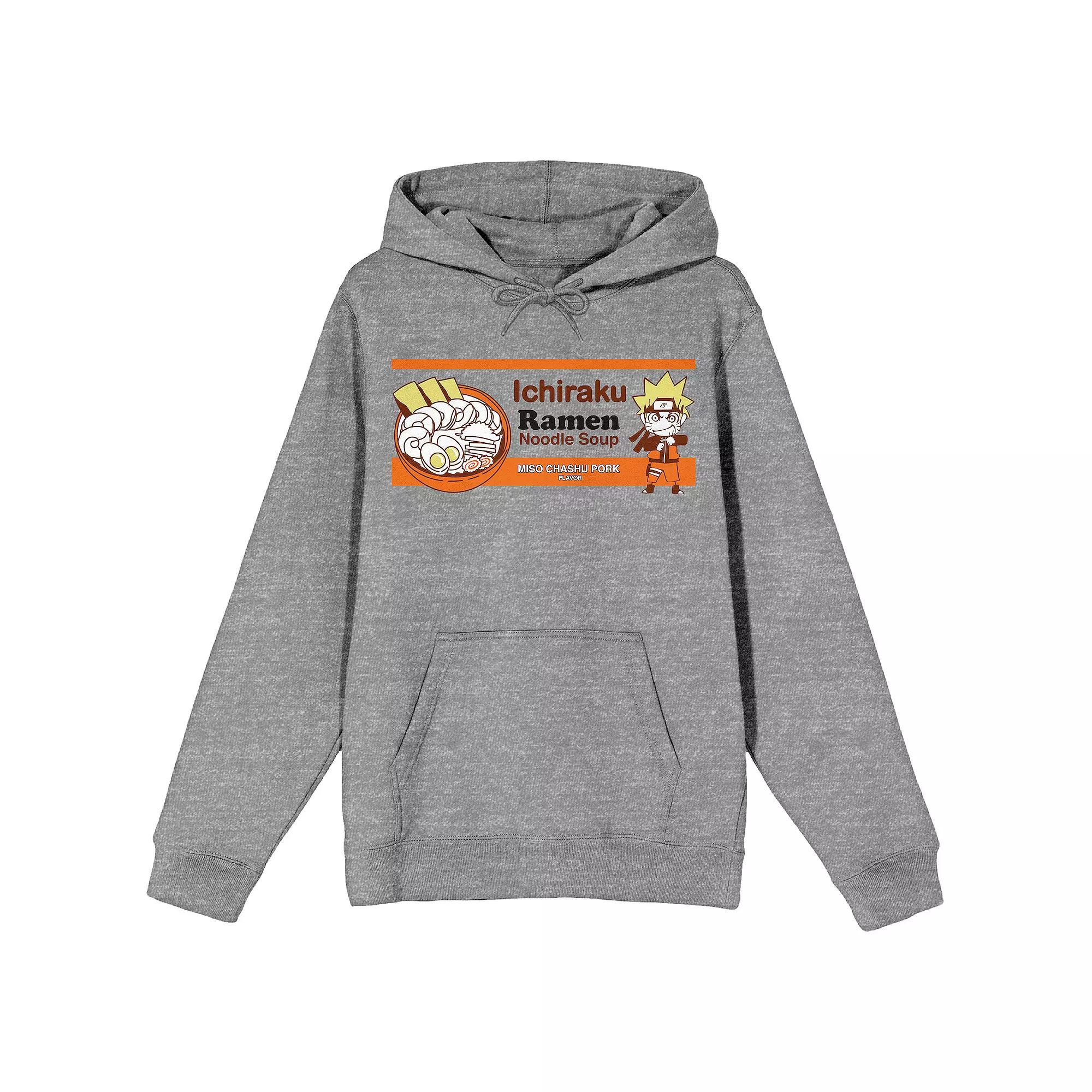 Men's Naruto Shippuden Ichiraku Ramen Noodle Soup Graphic Hoodie, Size: XXL, Gray Product Image