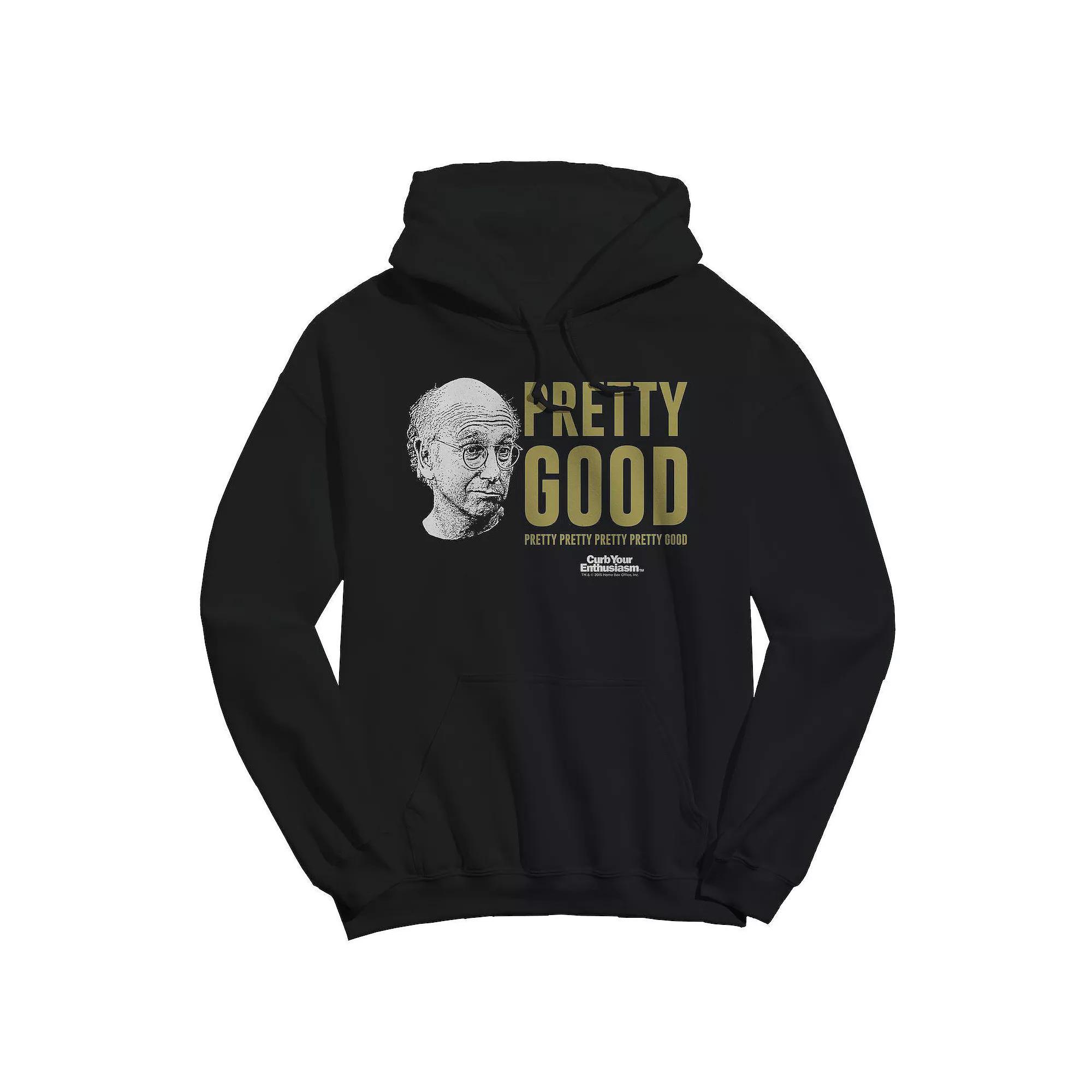 Men's Pretty Good Larry Face Curb Your Enthusiasm Graphic Fleece Hoodie, Size: Medium, Black Product Image