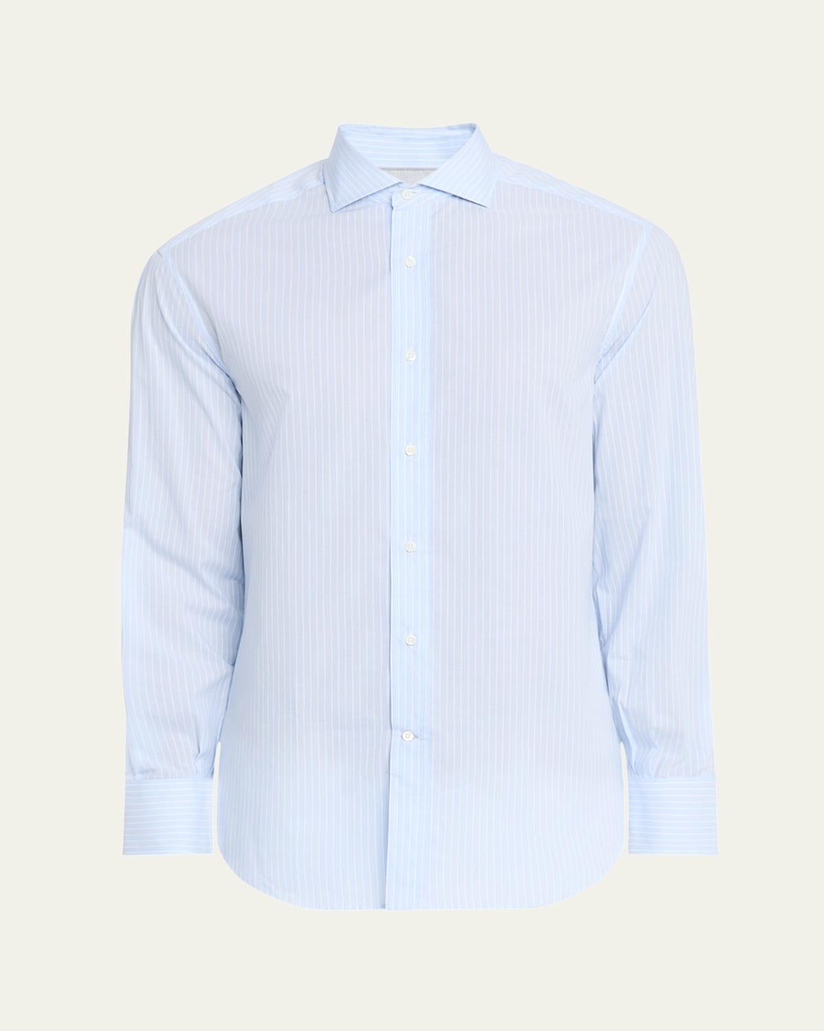 Mens Cotton Chambray Stripe Sport Shirt Product Image