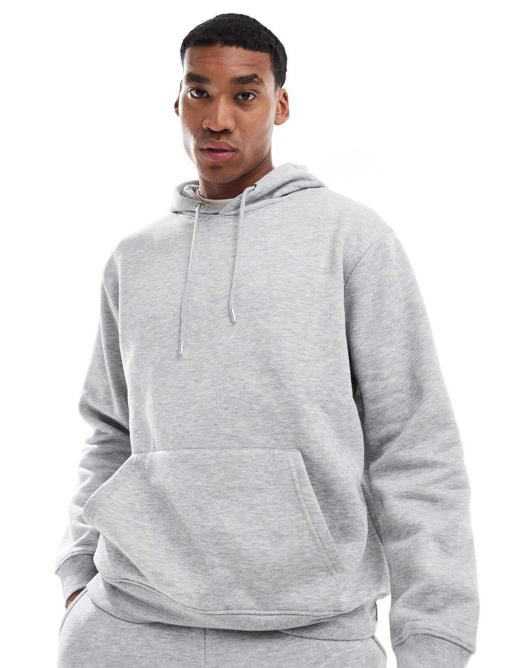 DTT overhead hoodie & sweatpants tracksuit set in light gray heather Product Image