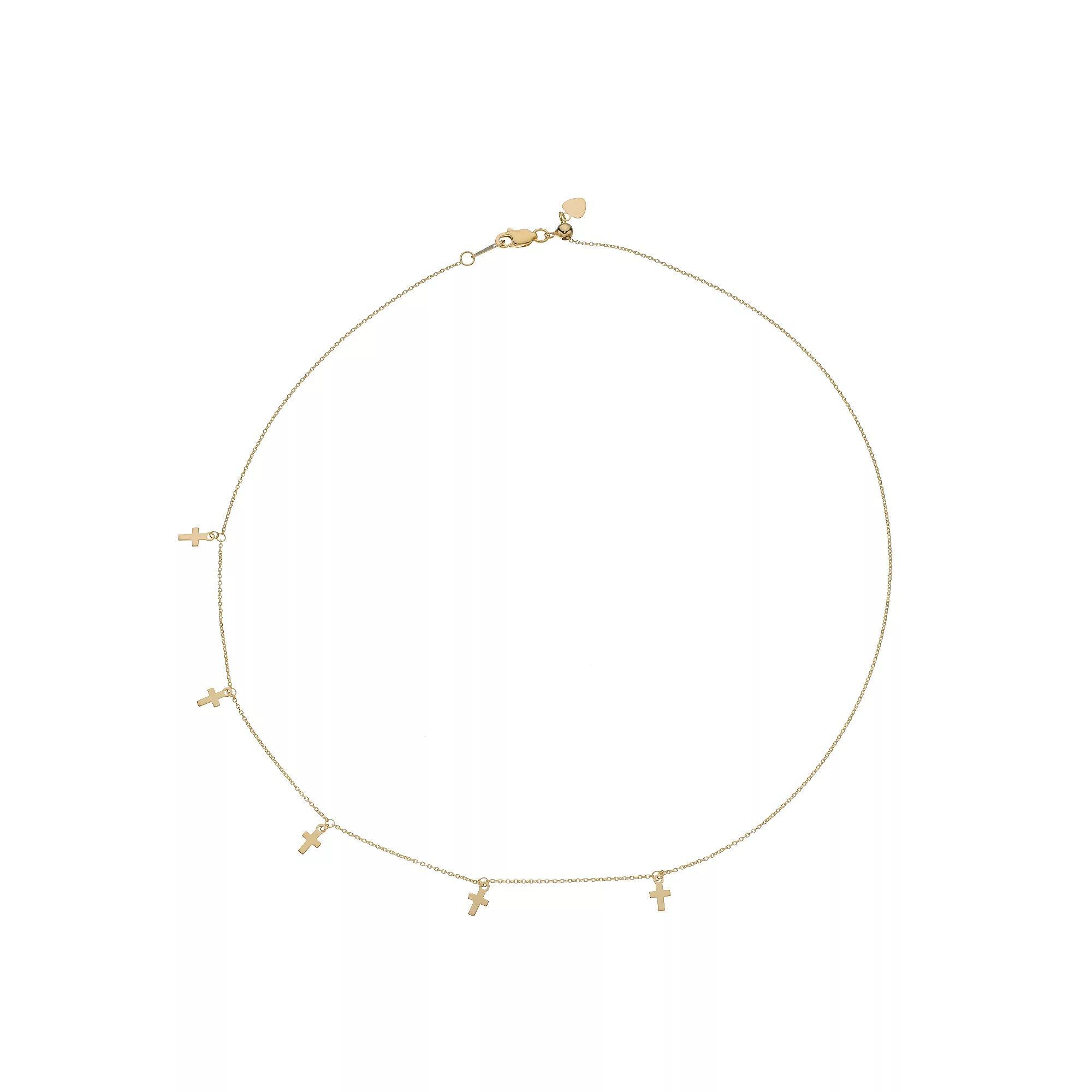 14k Gold Cross Charm Adjustable Choker Necklace, Women's, Size: 16" Product Image
