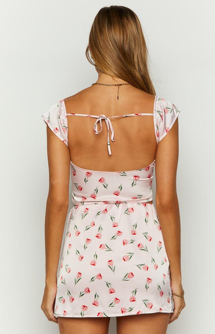 Maeva Pink Satin Tulip Print Top Product Image