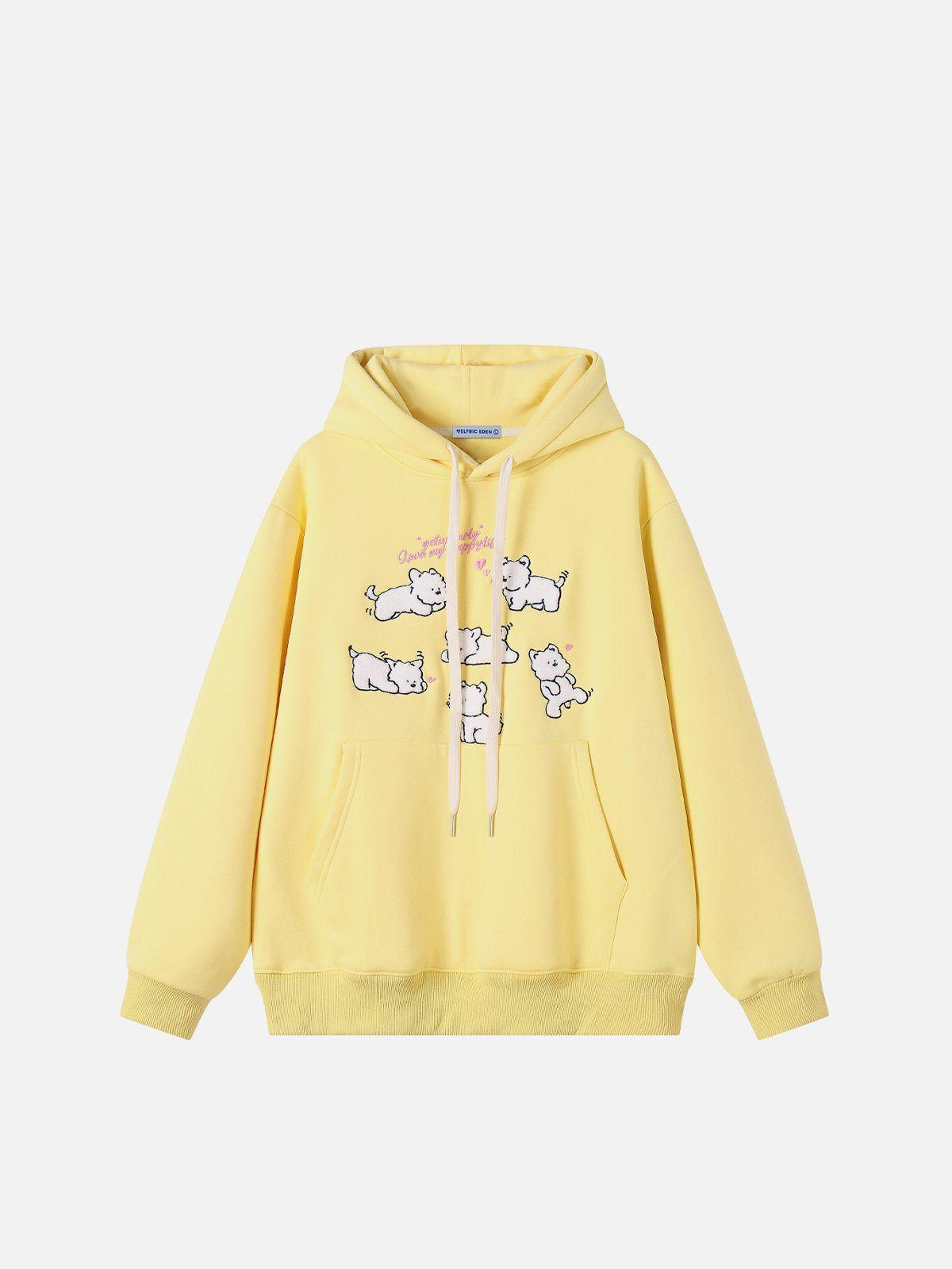 Aelfric Eden Embroidery Cartoon Dog Graphic Pullover Hoodie Product Image