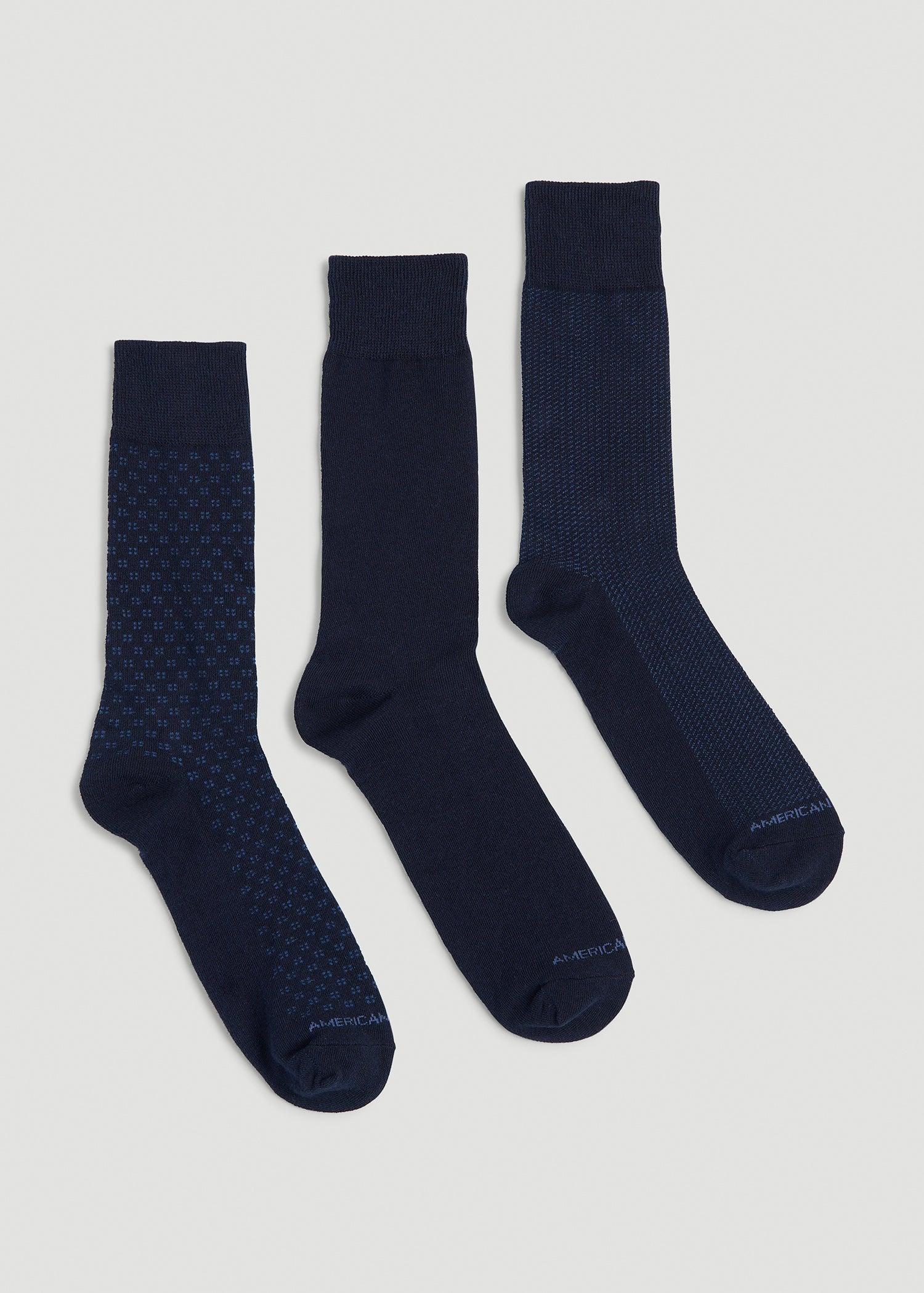 Dress Socks Size 14 to 17 (3-Pack) for Tall Men in True Navy Product Image