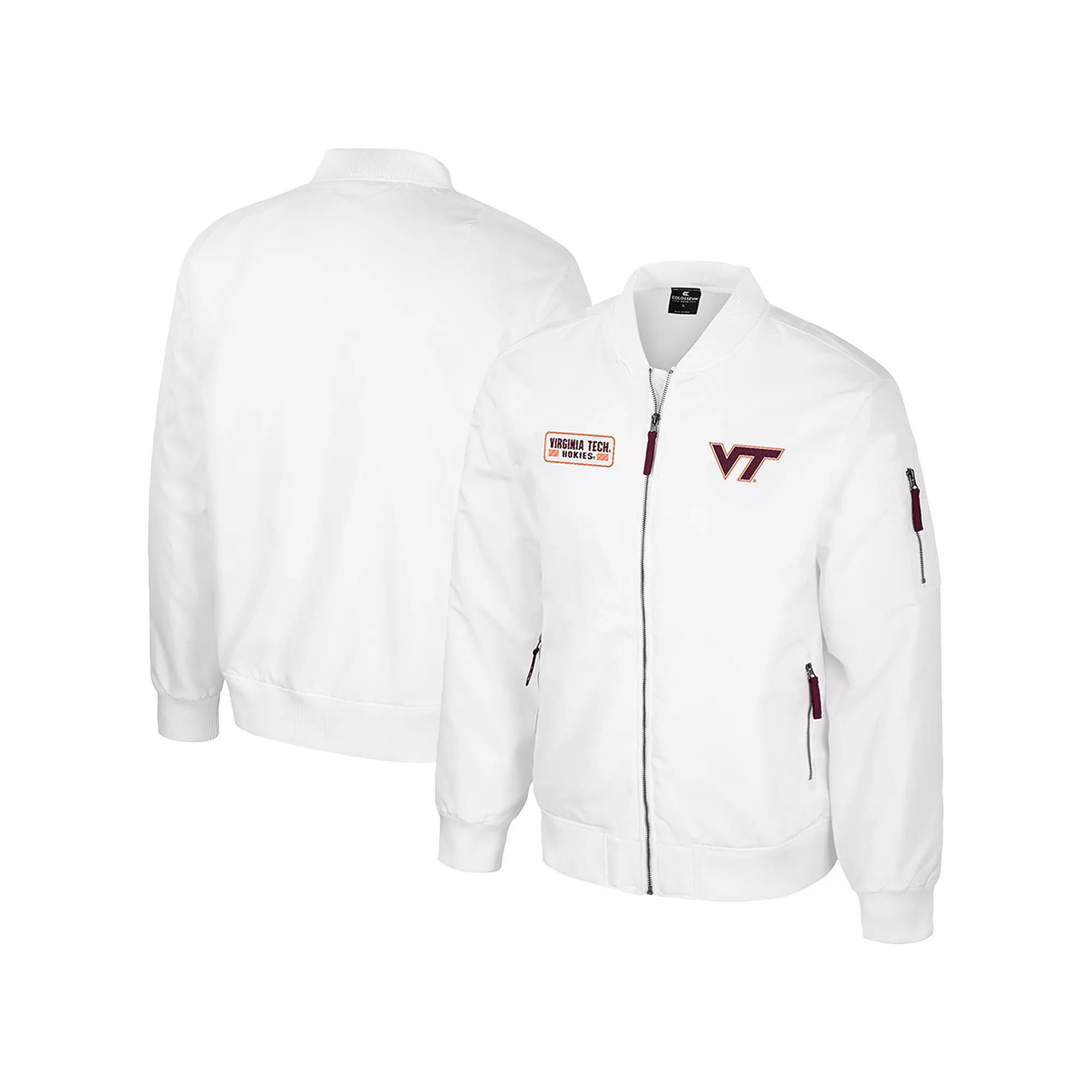 Men's Colosseum Virginia Tech Hokies White Rabbit Full-Zip Bomber Jacket, Size: Large Product Image
