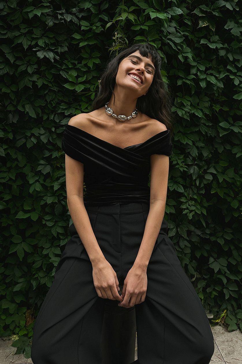 Off Shoulder Velvet Top Product Image