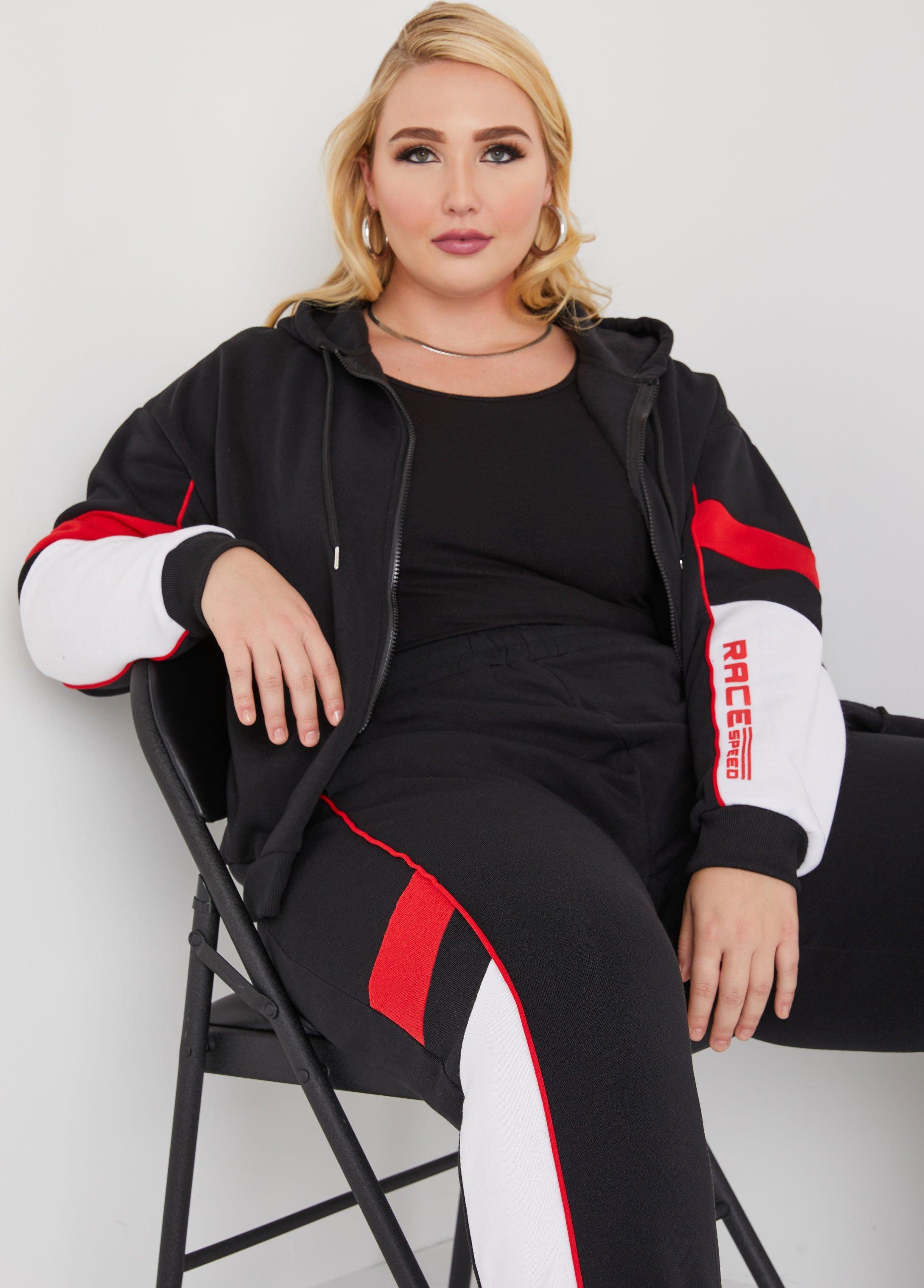 Plus Size Race Striped Hoodie Ashley Stewart Product Image