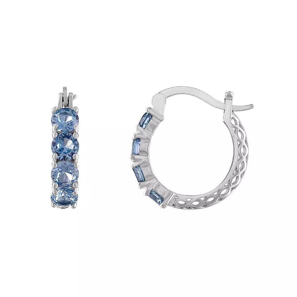 Designs by Gioelli Sterling Silver Filigree Hoop Earrings, Womens, Lab Created White Spphr Product Image