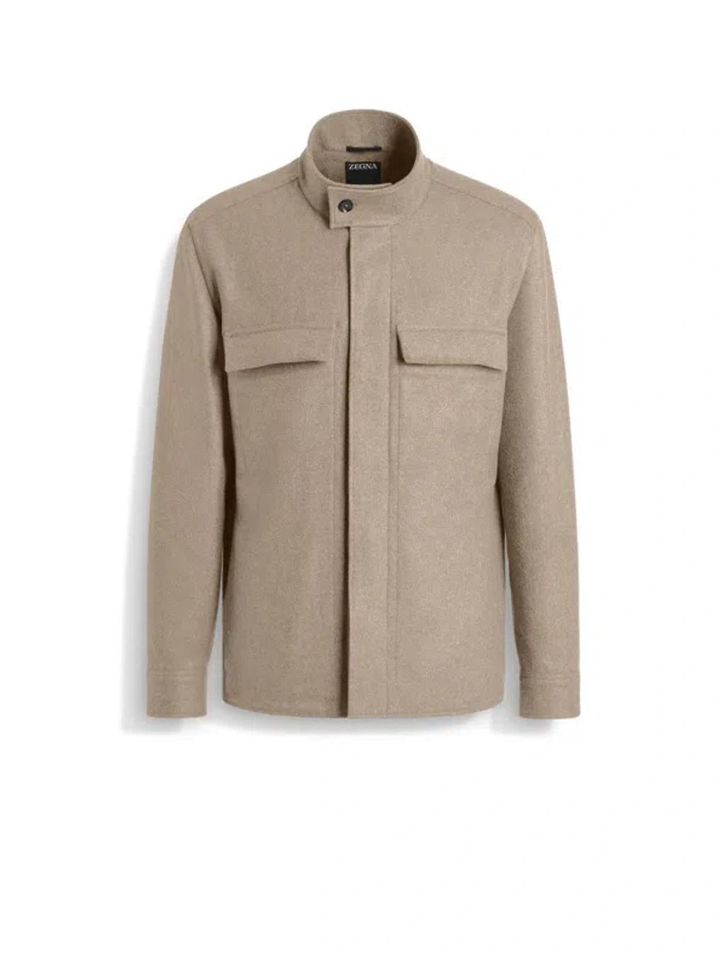 ZEGNA Surchemise Oasi Cashmere In Light Taupe Multimélange Product Image