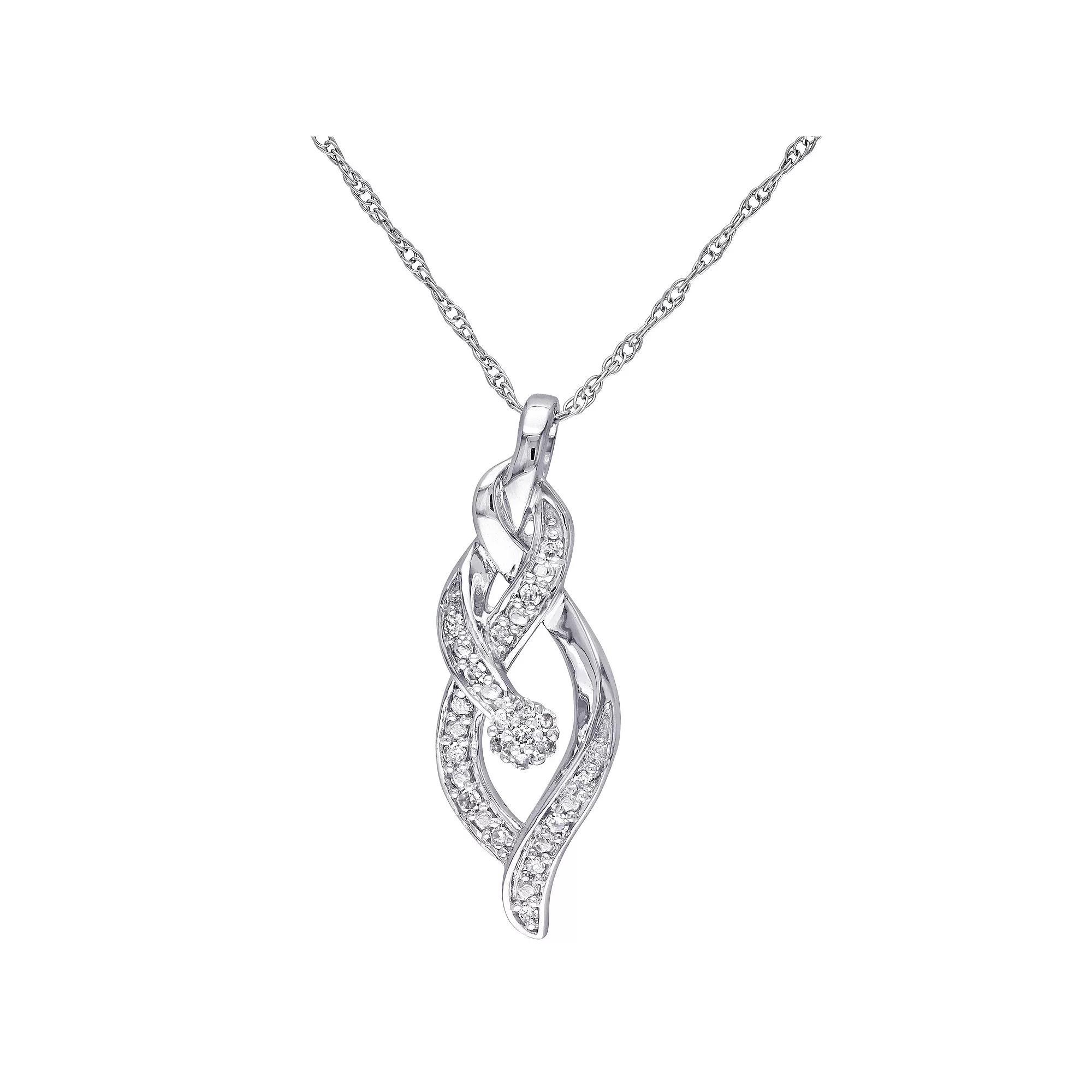 Stella Grace 10k White Gold 1/10 Carat T.W. Diamond Twist Pendant, Women's, Size: 17" Product Image