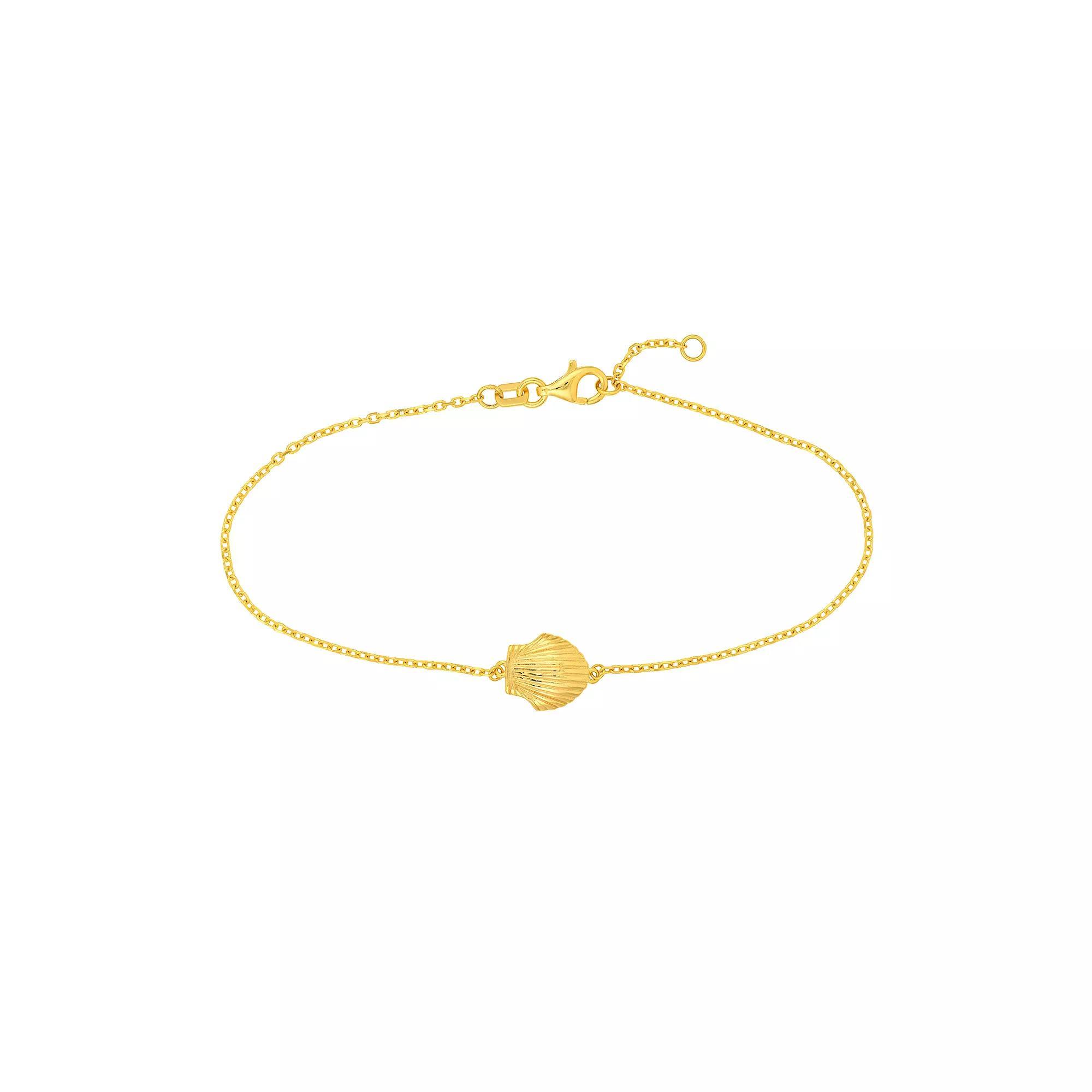 14k Gold Seashell Adjustable Bracelet, Women's, Size: 7.5" Product Image