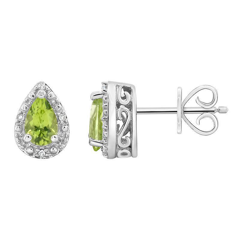 Celebration Gems Sterling Silver Pear Shaped Genuine Amethyst Diamond Accent Stud Earrings, Women's, Blue Topaz Product Image