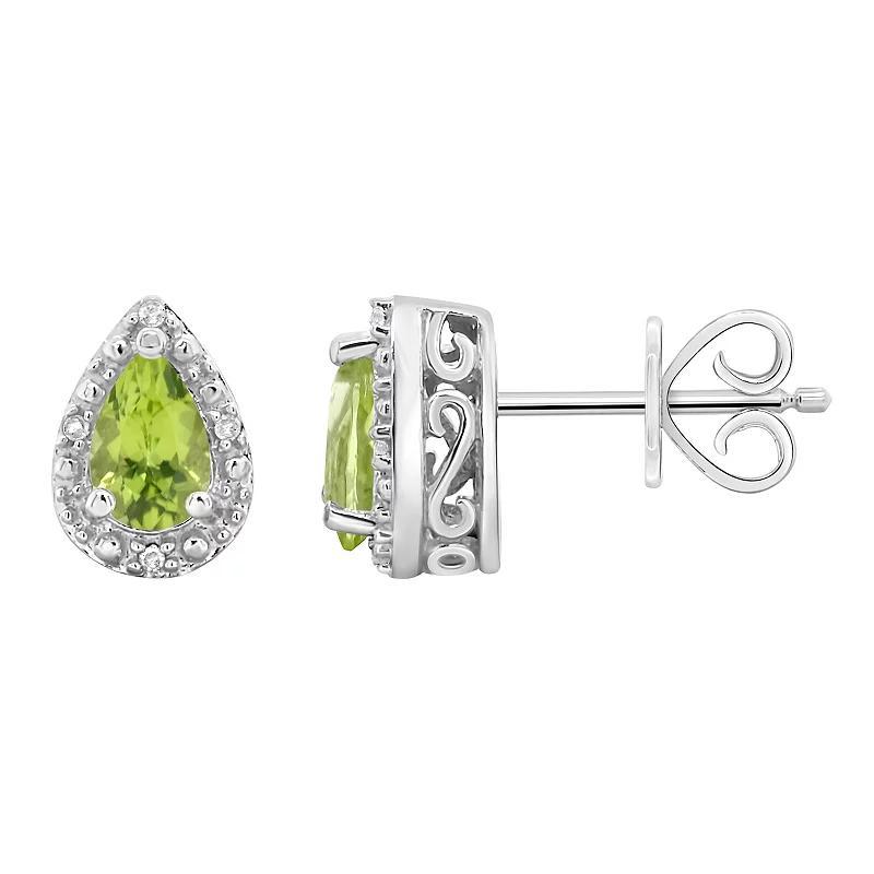 Celebration Gems Sterling Silver Pear Shaped Genuine Amethyst Diamond Accent Stud Earrings, Women's, Blue Topaz Product Image