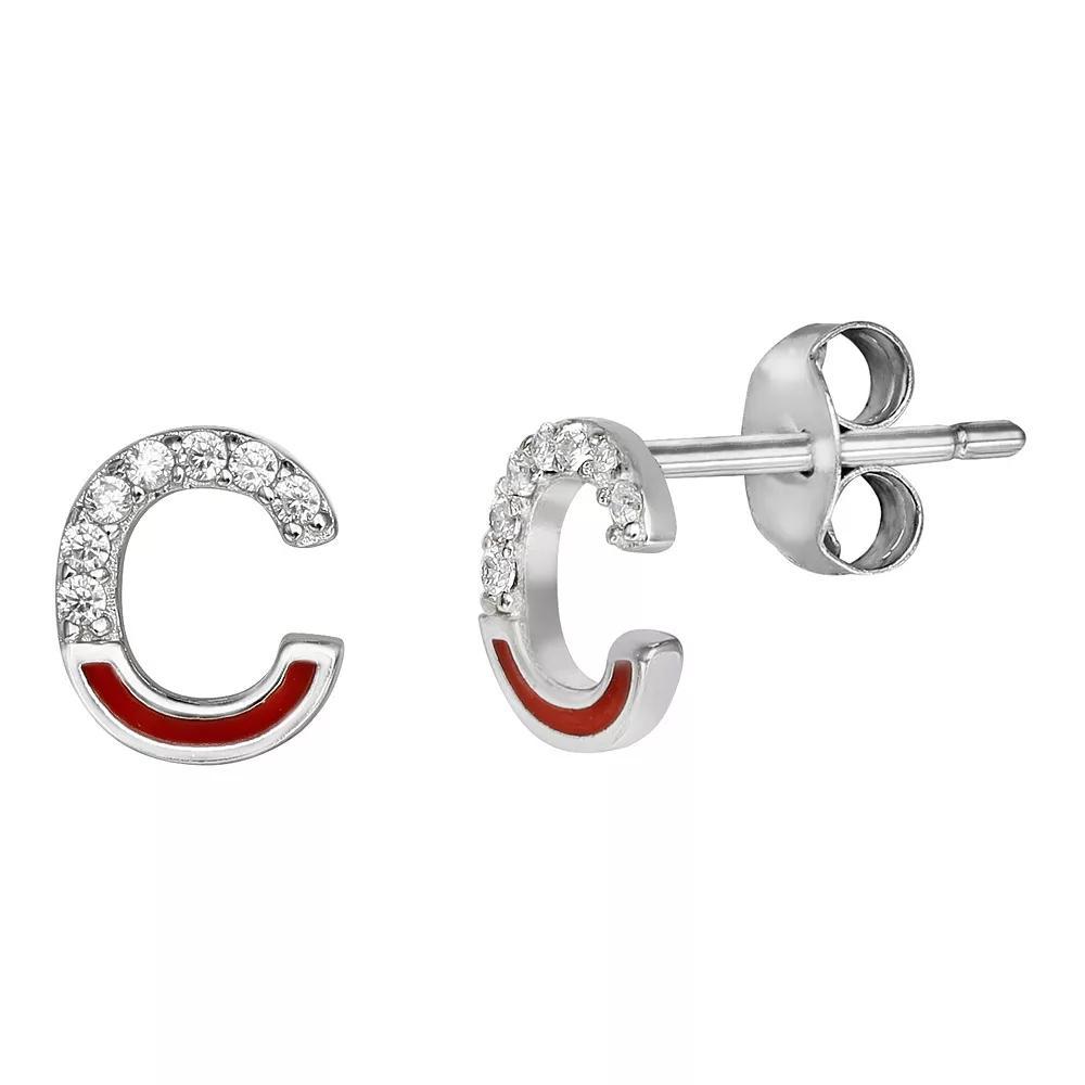 PRIMROSE Sterling Silver Cubic Zirconia Initial Stud Earrings, Women's, Orange K Product Image