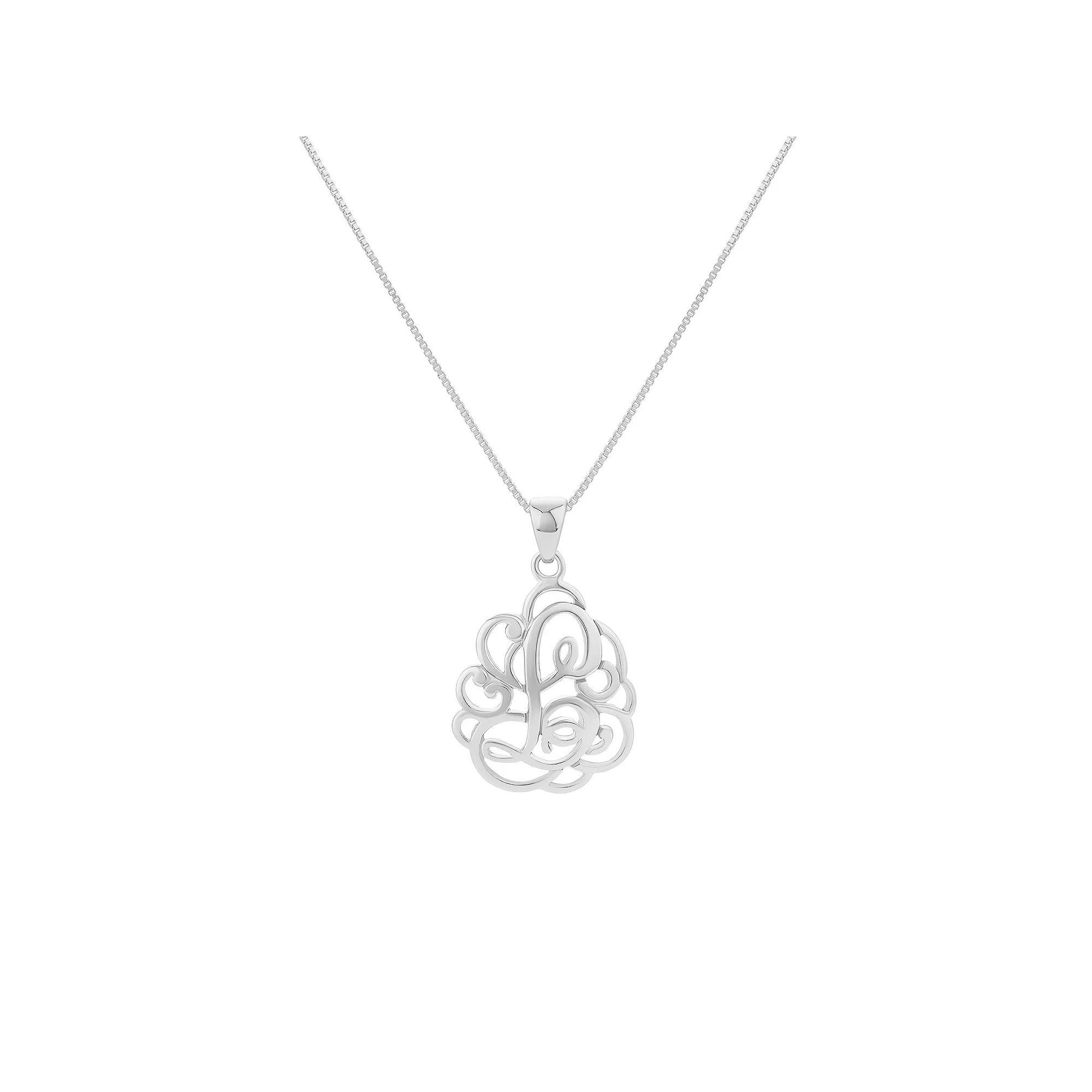 PRIMROSE Sterling Silver Monogram Initial Pendant Necklace, Women's, Size: 18", Silver Tone L Product Image