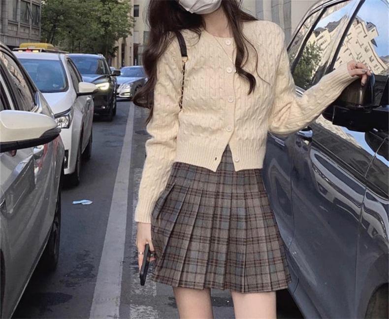 Plain Button-Up Cardigan Product Image