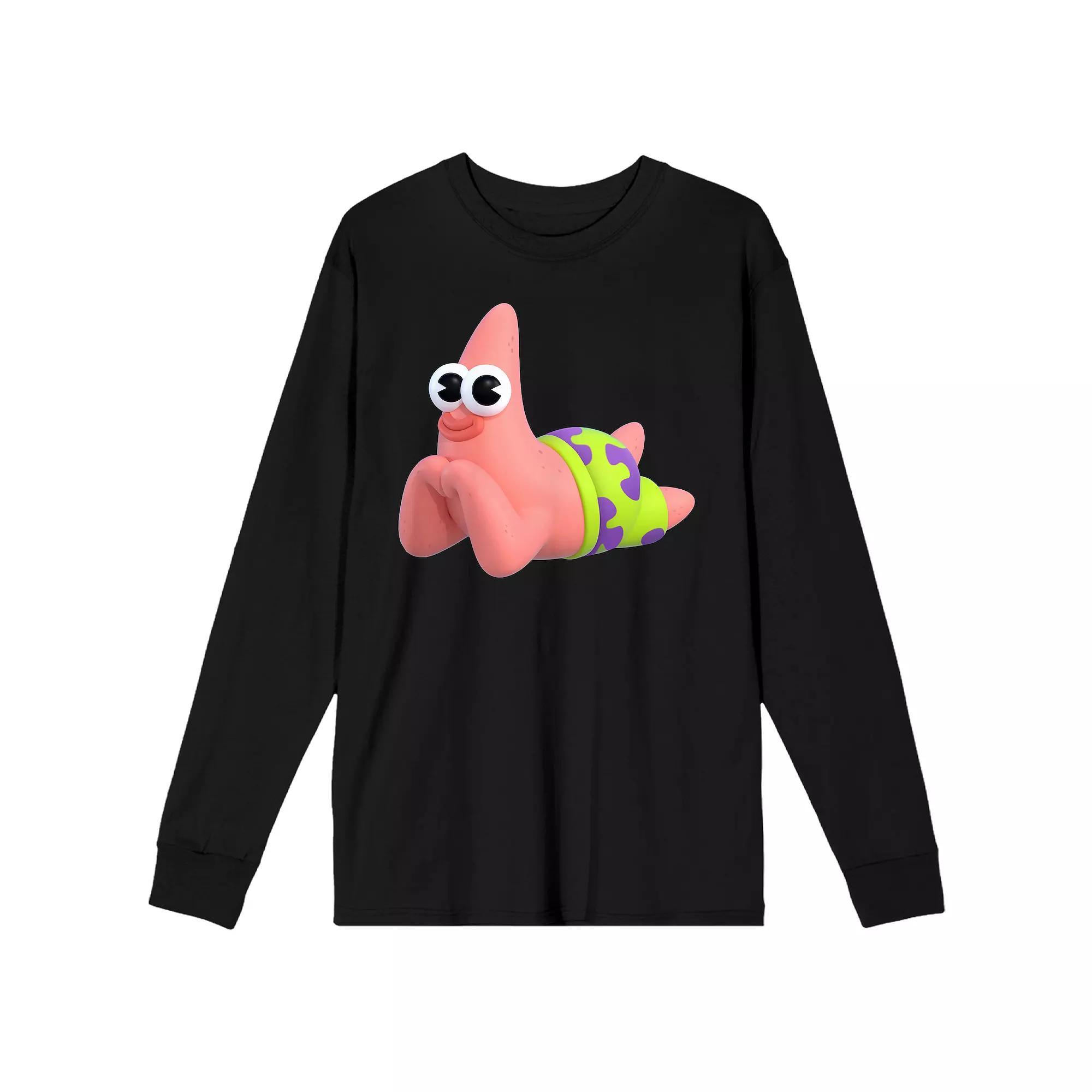 Men's SpongeBob SquarePants Eyes Long Sleeve Graphic Tee, Size: Large, Black Product Image