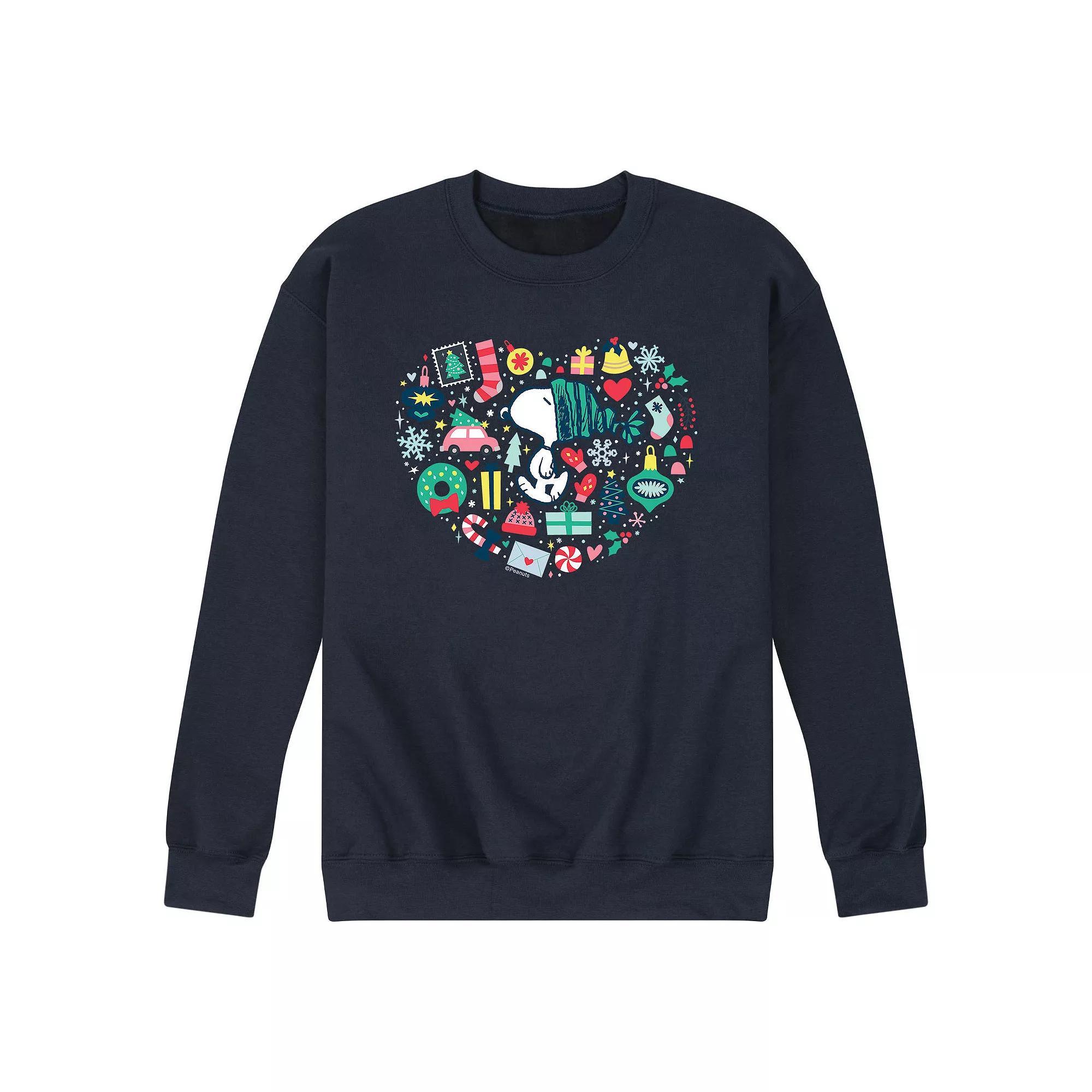 Men's Peanuts Holiday Heart Sweatshirt, Size: Large, Blue Product Image