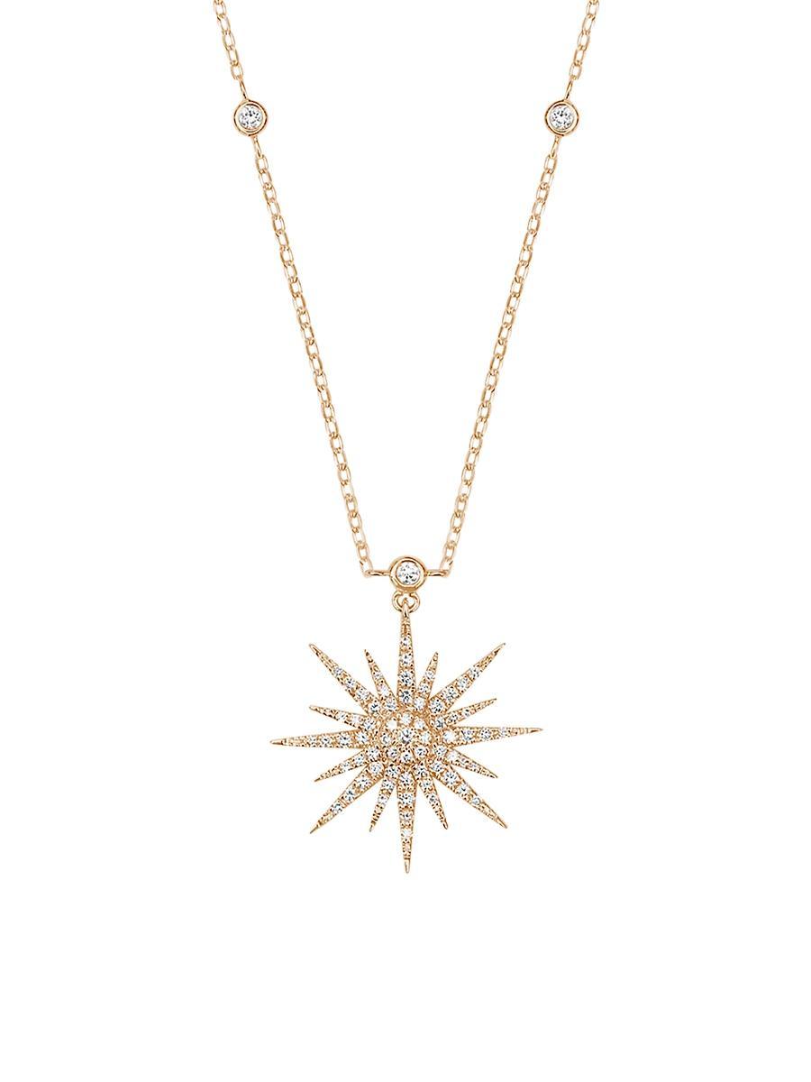 Womens Soleil 18K Yellow Gold & Diamond Pendant Necklace Product Image