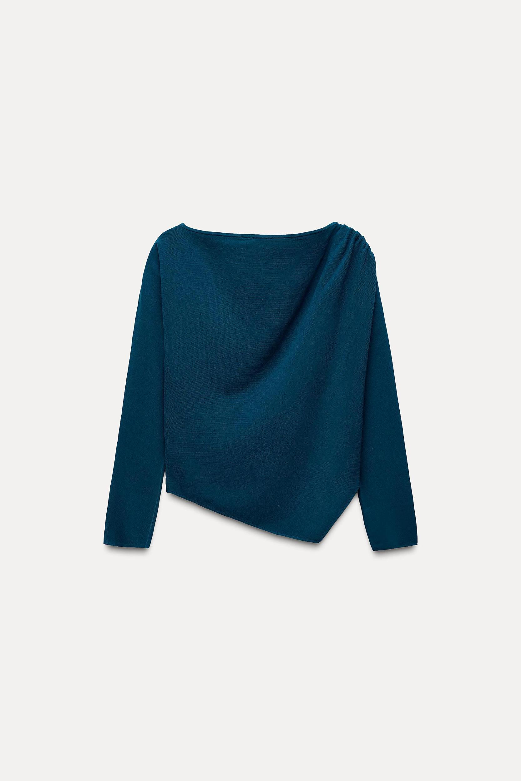 ASYMMETRIC PLAIN KNIT TOP Product Image
