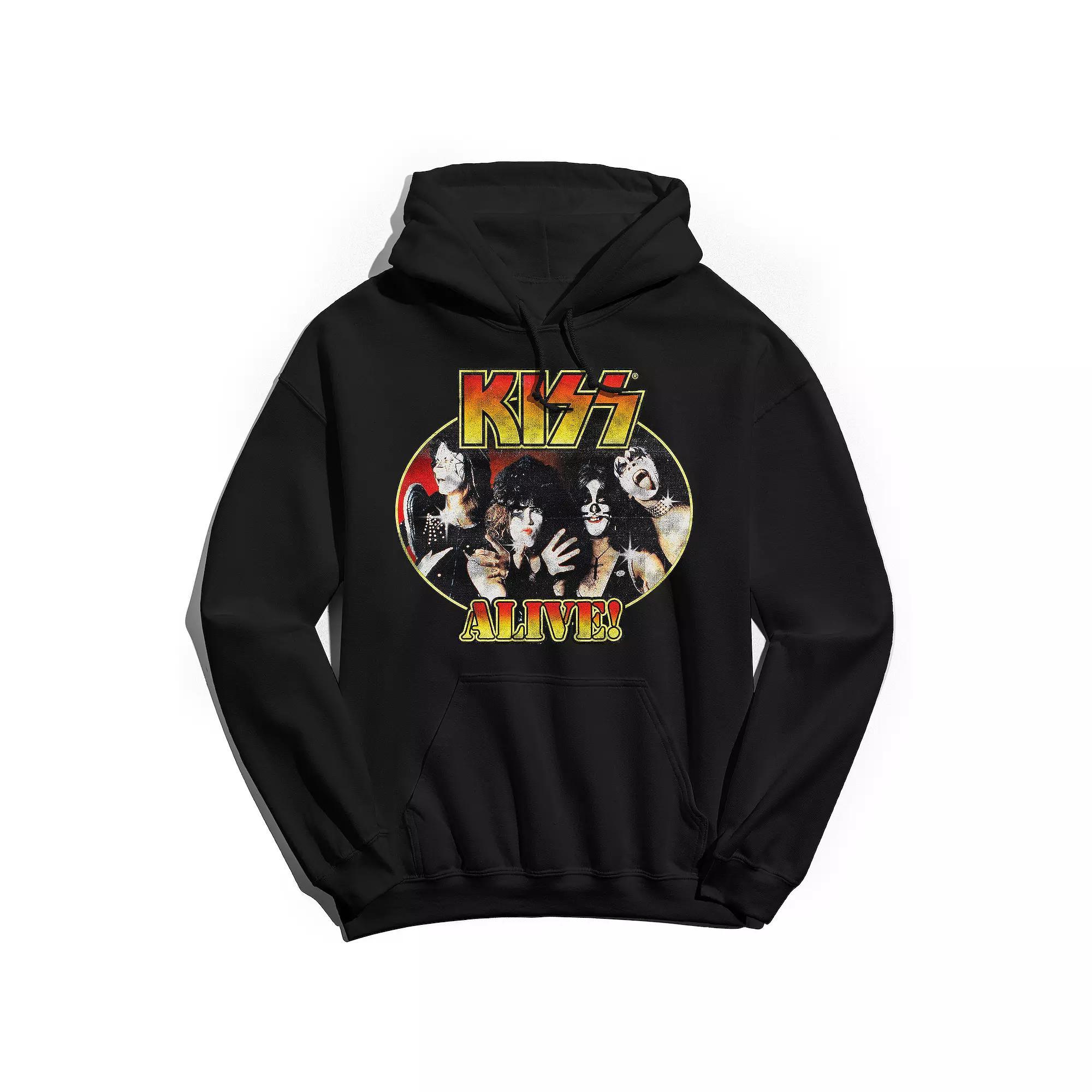 Men's Kiss Alive Vintage Hoodie, Size: Small, Black Product Image