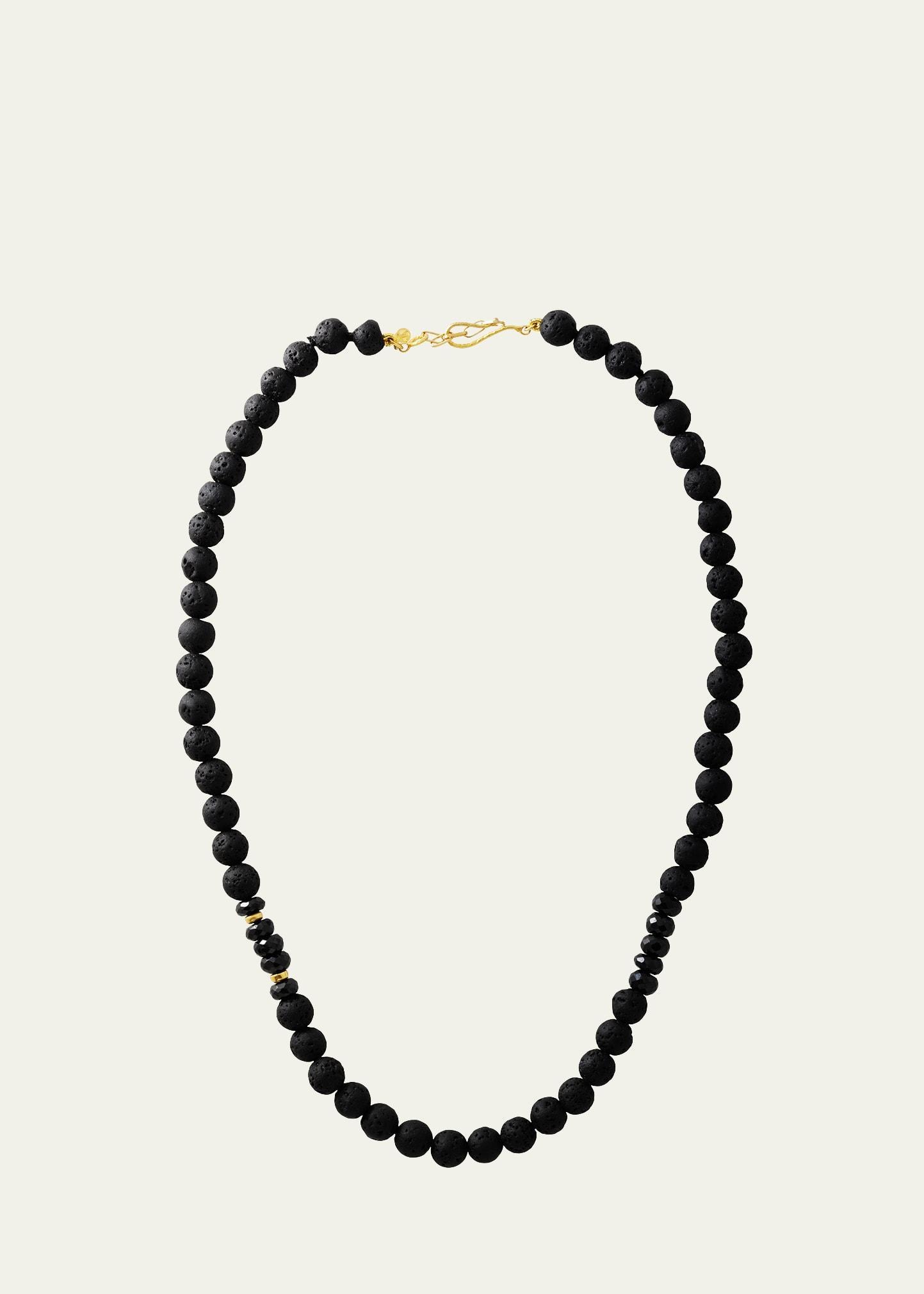 Mens Lava Rock Beaded Necklace Product Image