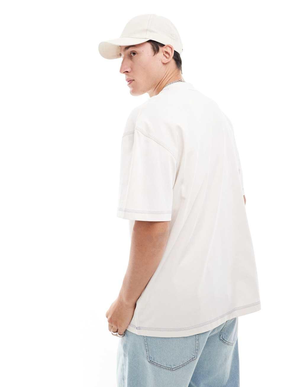 HUGO Blue nitlogo oversized t-shirt in white Product Image