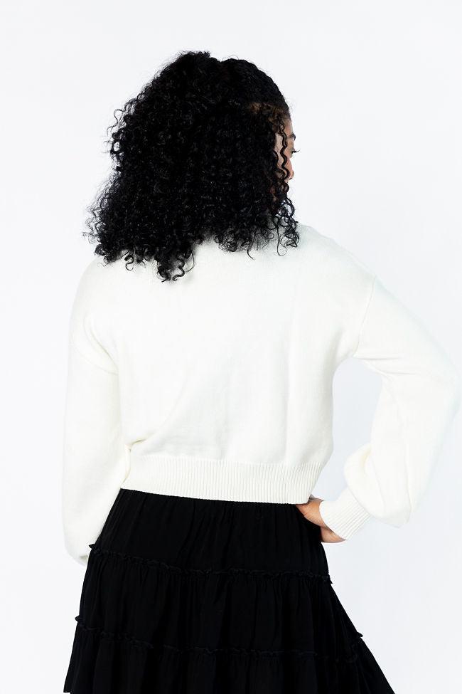 Bloom With Grace Ivory and Black Floral Embroidered Cardigan SALE Product Image