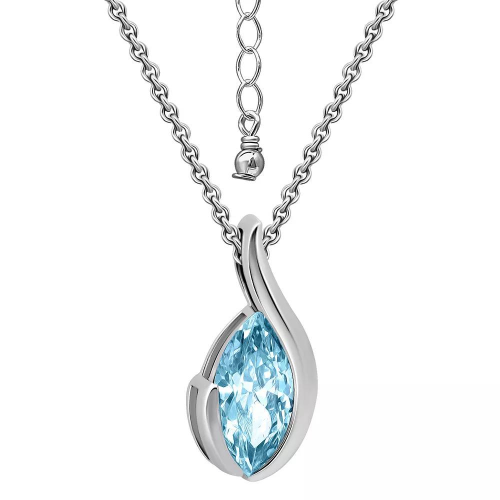 Aleure Precioso Sterling Silver Marquise Gemstone Pendant Necklace, Women's, Size: 18", Silver Tone Blue Product Image