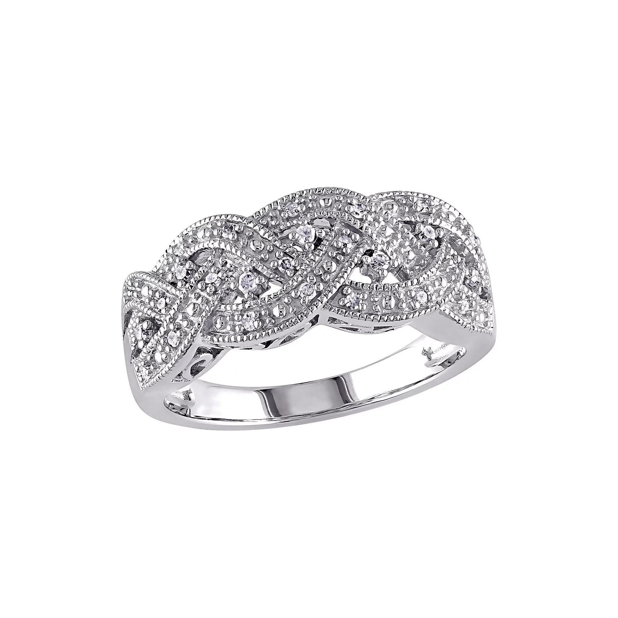 Stella Grace Sterling Silver 1/8-ct. T.W. Diamond Braided Ring, Women's, Size: 4.50, White Product Image