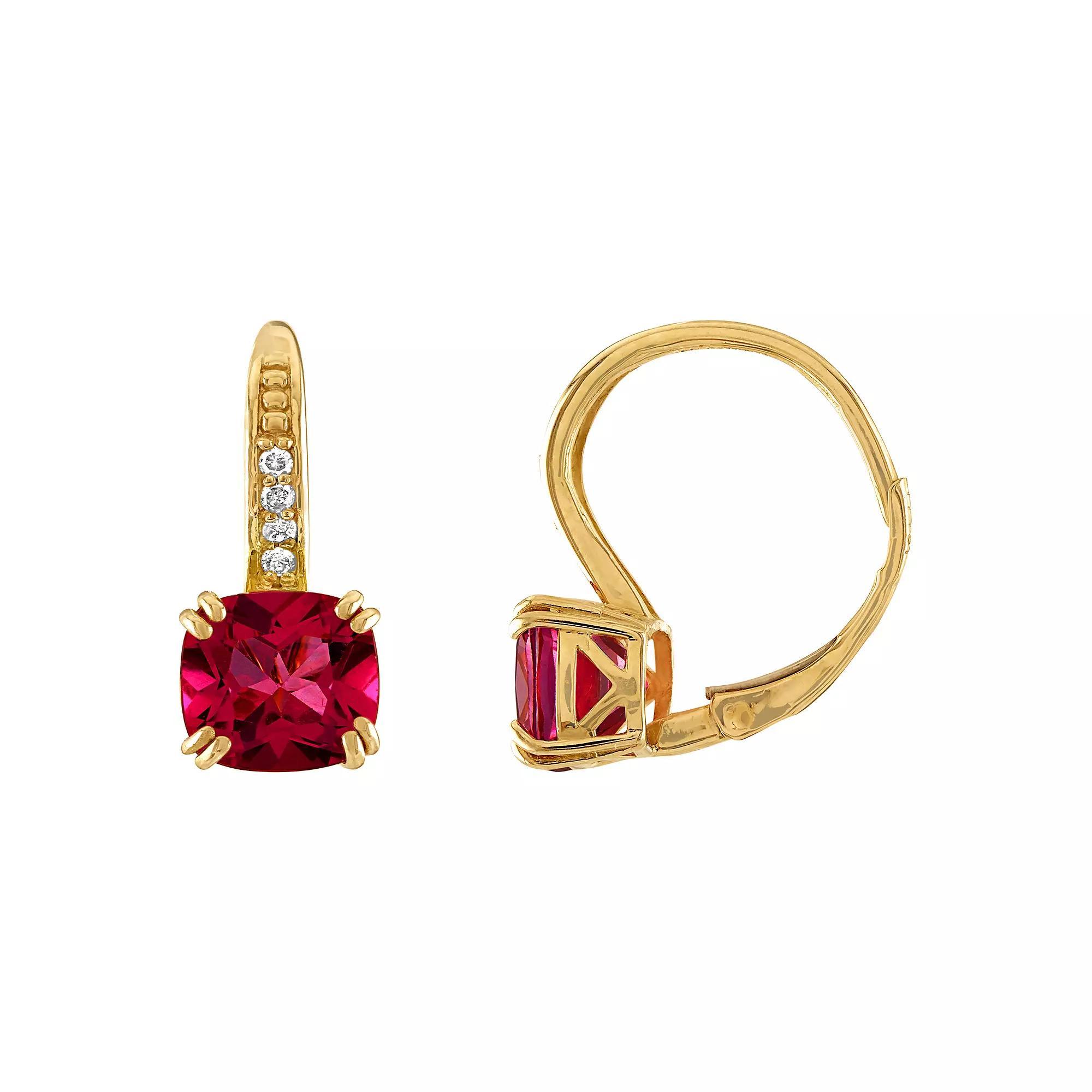 Tiara 10k Gold Pink Topaz & Diamond Accent Leverback Earrings, Womens Product Image