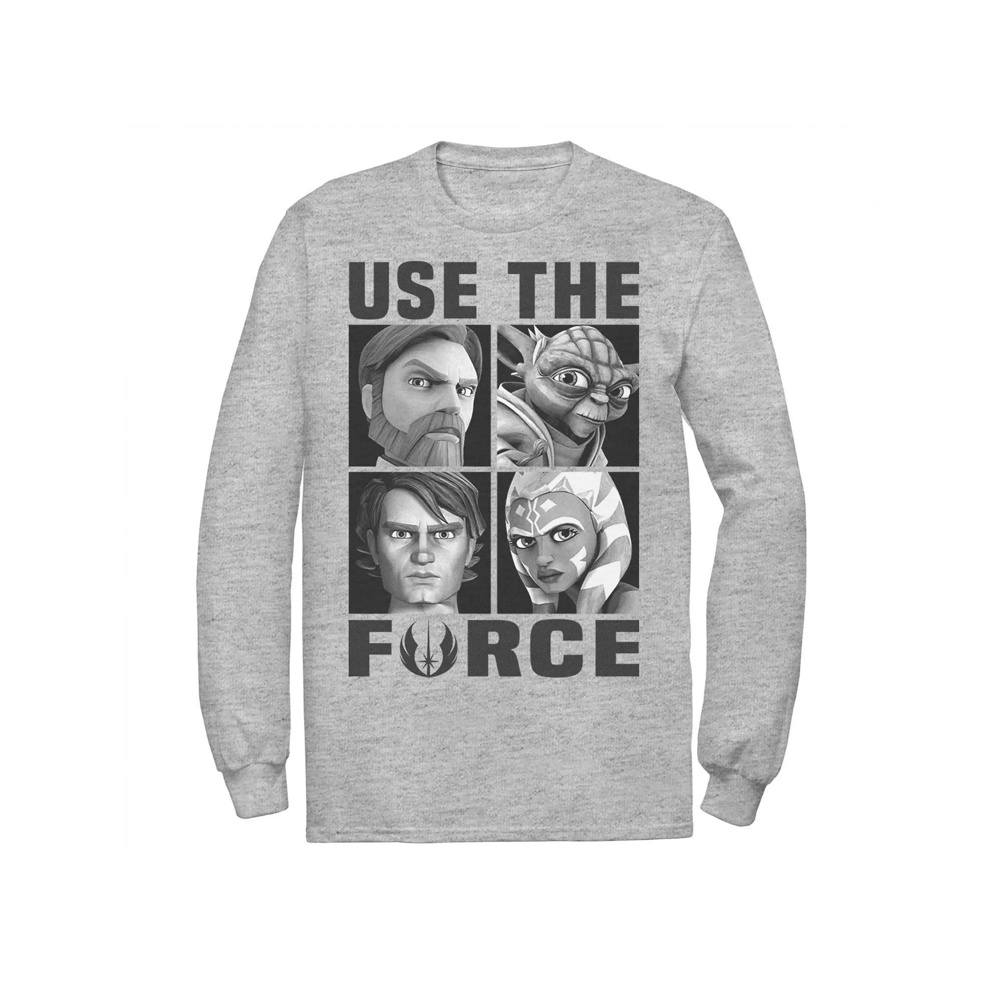 Men's Star Wars: Clone Wars Use The Force Character Box Up Tee, Size: Small, Athletic Grey Product Image