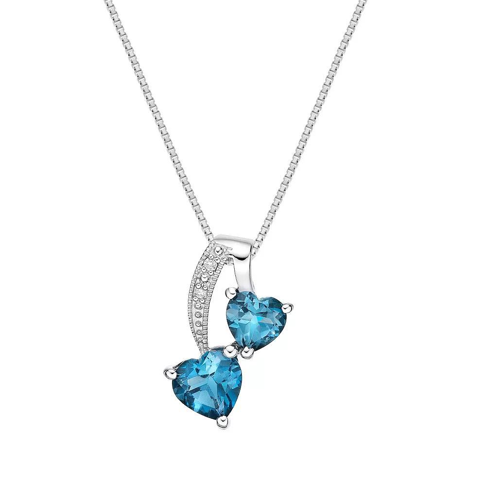 Gemminded Sterling Silver London Blue Topaz & Diamond Accent Pendant Necklace, Women's, Size: 18" Product Image