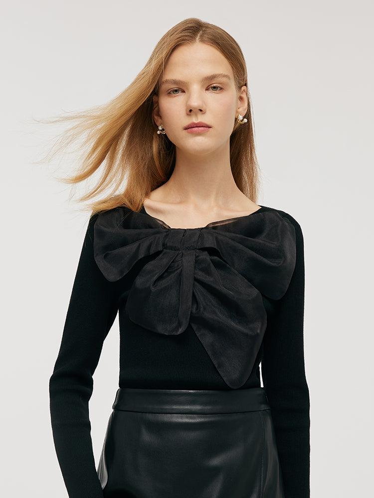 Slim-Fit Women Bowknot Sweater Product Image