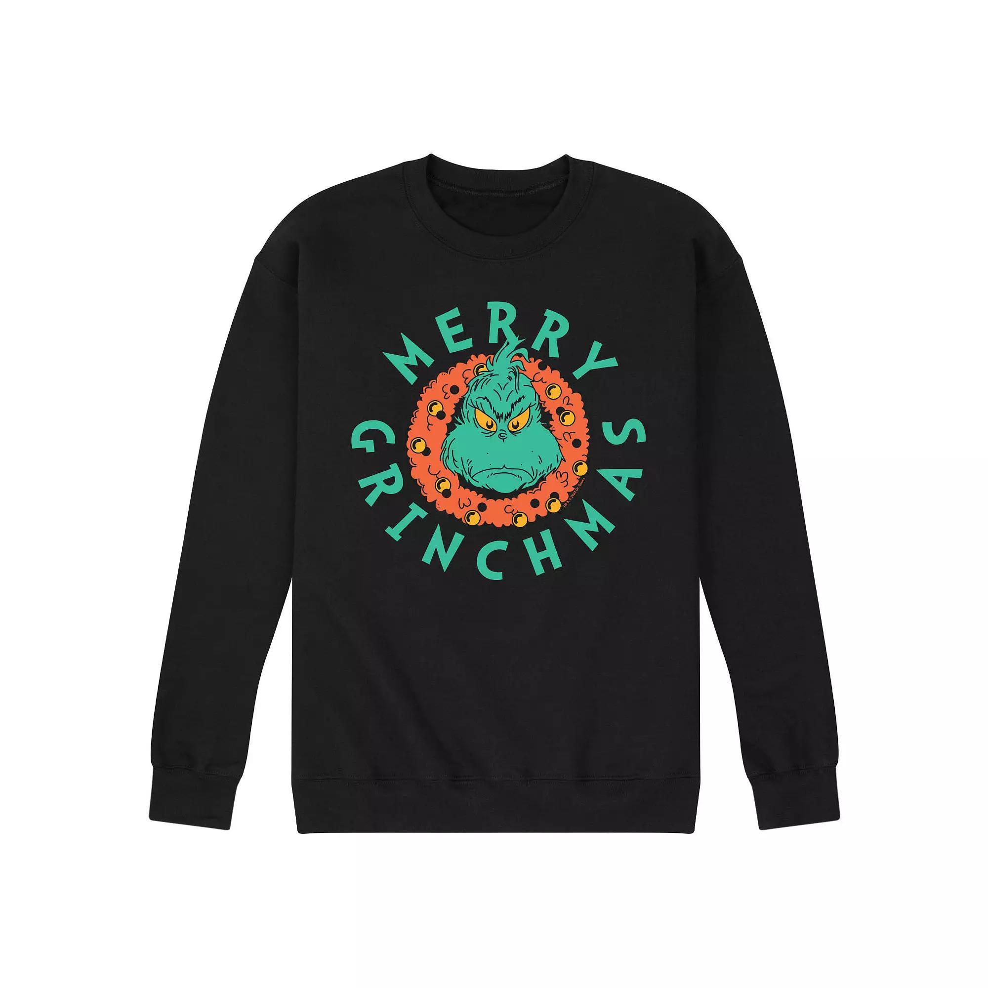 Mens Dr. Seuss The Grinch Merry Grinchmas Fleece Sweatshirt Product Image