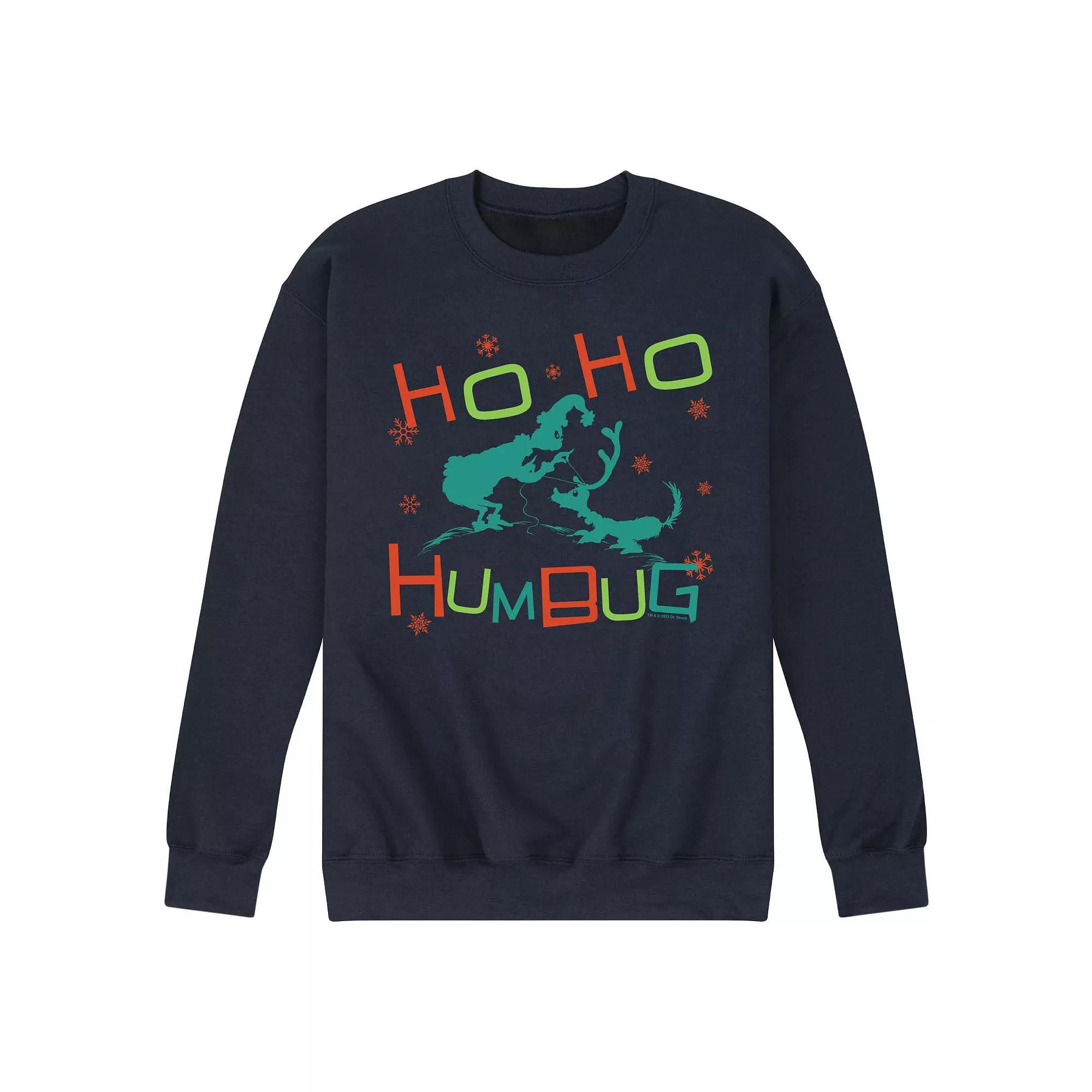 Mens Dr. Seuss The Grinch Ho Ho Humbug Fleece Sweatshirt Blue Product Image