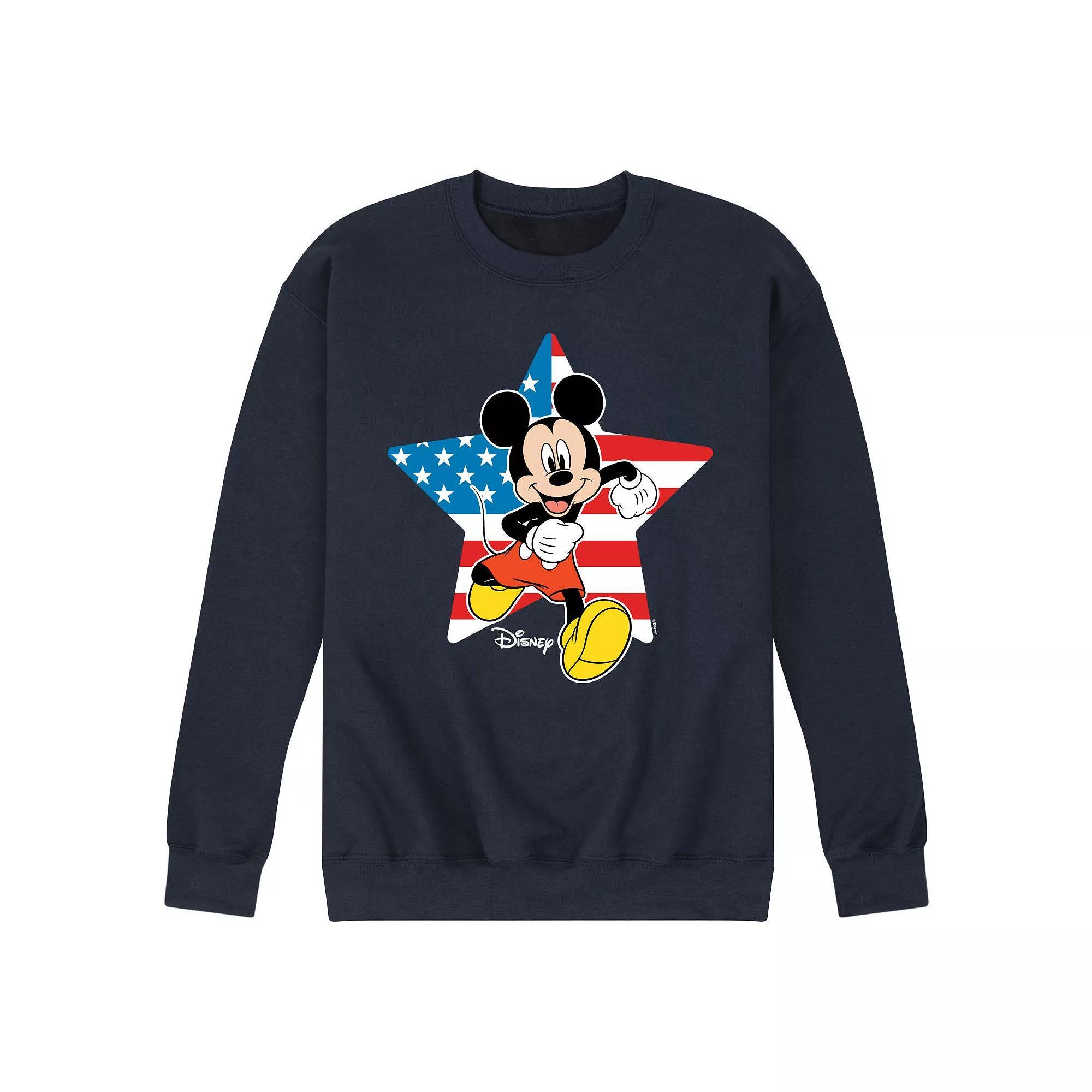Disneys Mickey Mouse Mens USA Flag Fleece Sweatshirt Blue Product Image