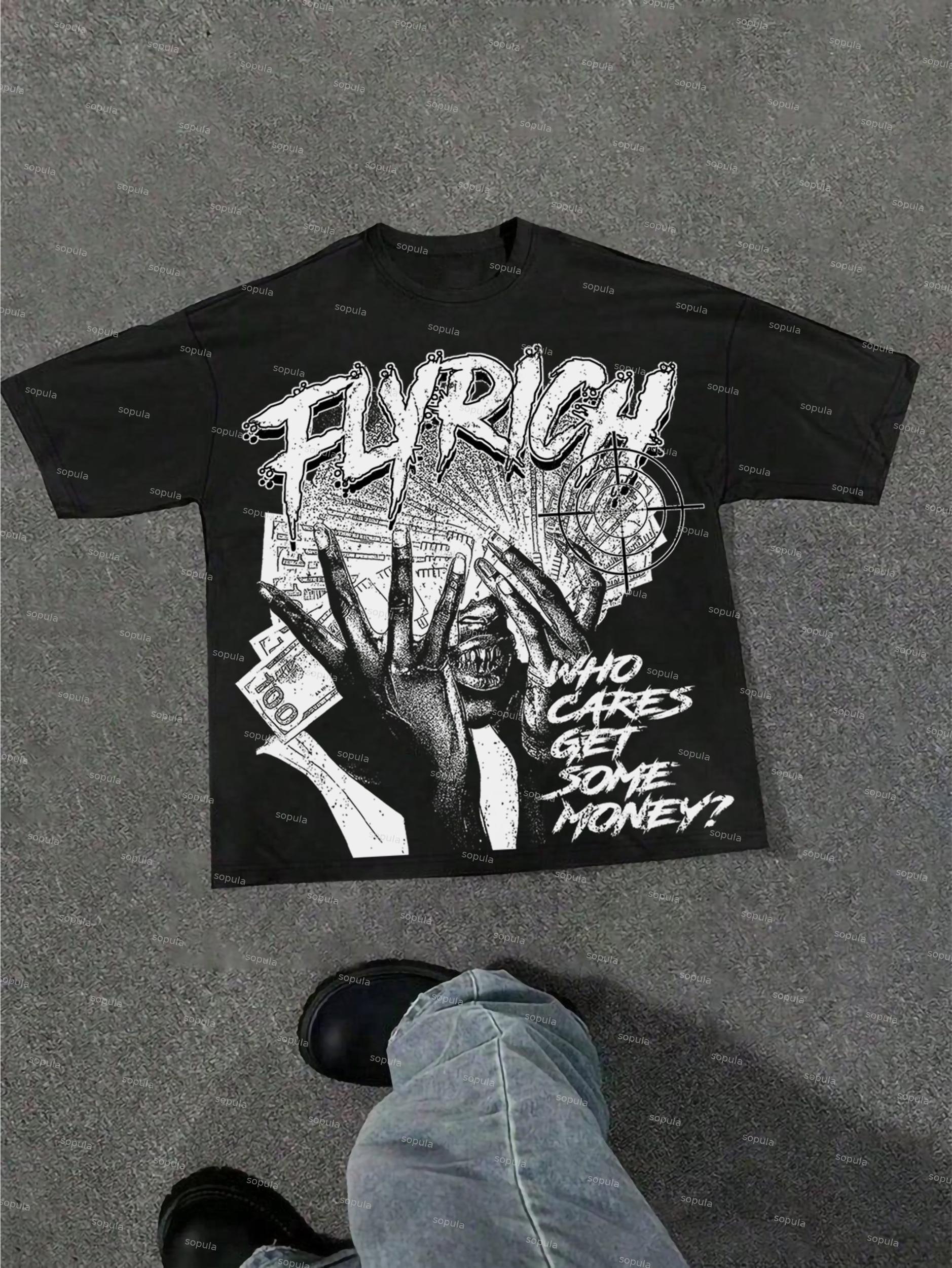 Sopula Fly Rich Get Some Money Portrait Money Graphic Cotton T-shirt Product Image