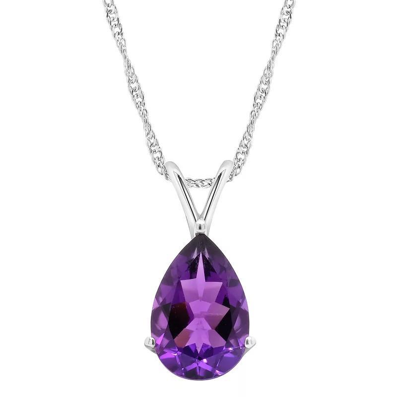 Alyson Layne 14k Gold Pear Cut Amethyst Pendant Necklace, Women's, Size: 18", 14k White Gold Product Image