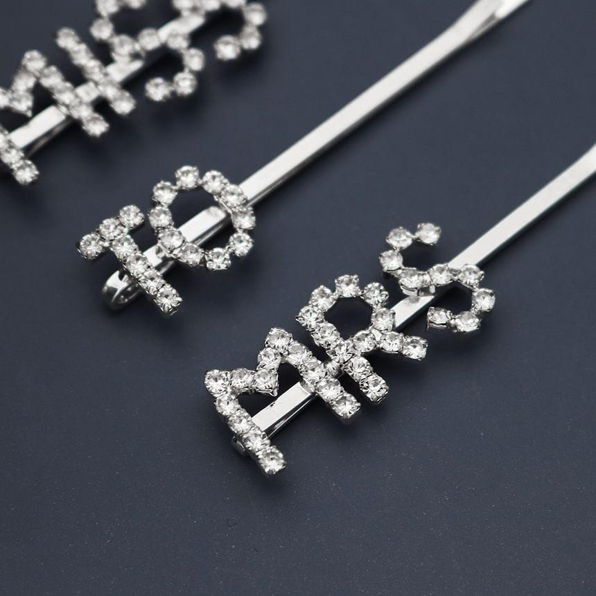 Set Of 3: Rhinestone Lettering Hair Pin Product Image