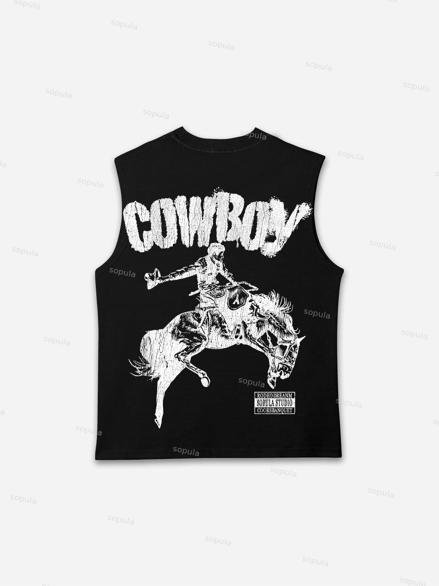 Cowboy Rodeo Street Graphic Print Tank Top Product Image