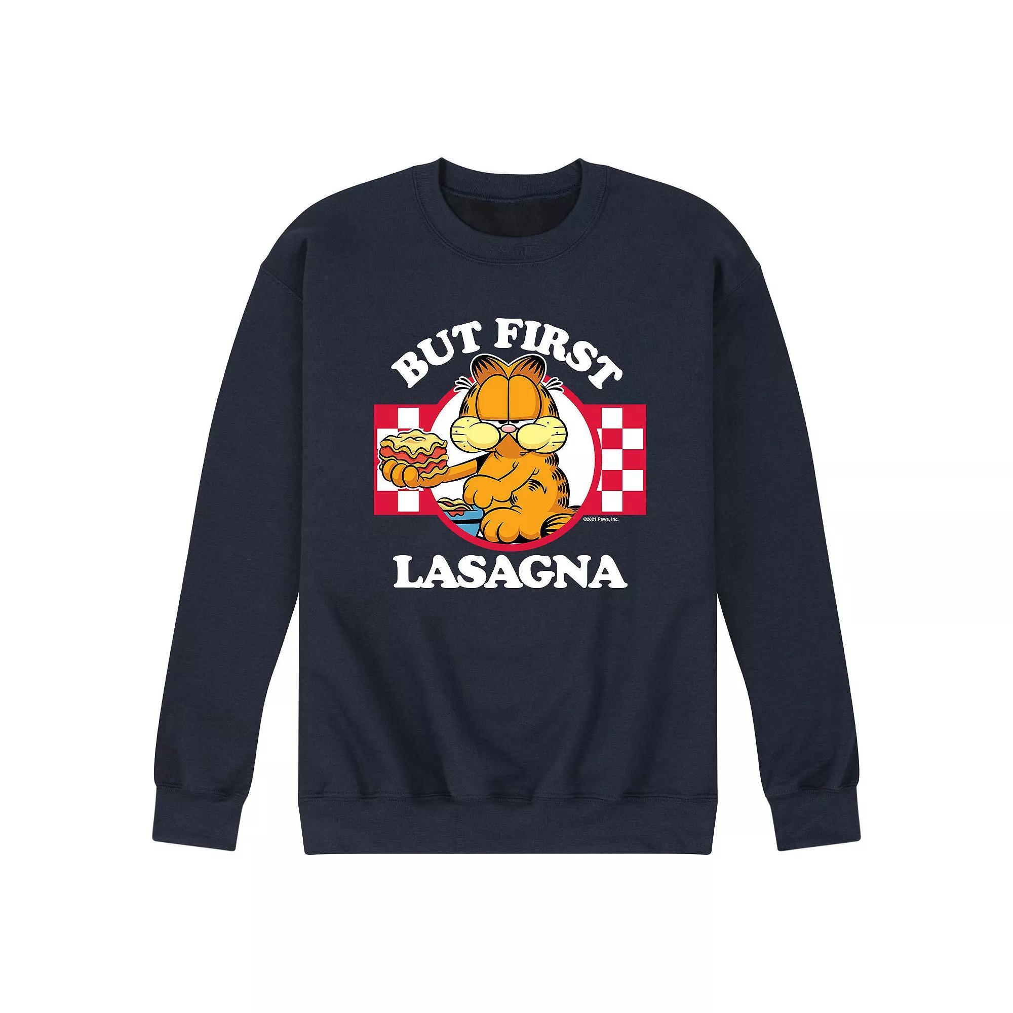 Men's Garfield But First Lasagna Sweatshirt, Size: XXL, Blue Product Image