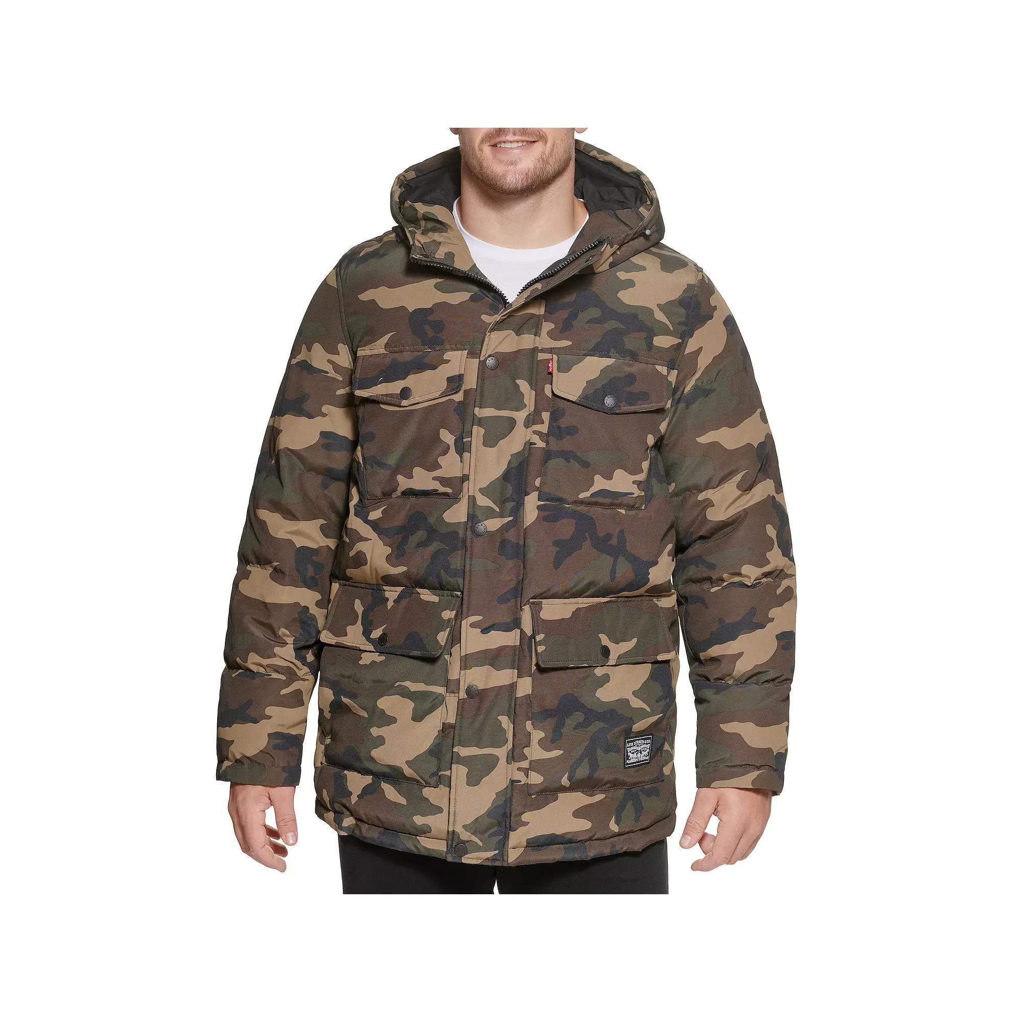 Big & Tall Levi's® 4 Pocket Hooded Puffer Jacket, Men's, Size: XL Tall, Camouflage Product Image