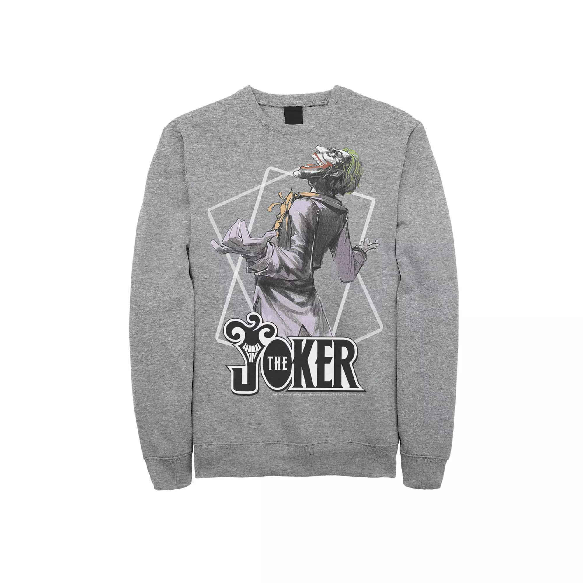 Men's DC Comics The Joker Laughing Maniac Portrait Sweatshirt, Size: Large, Grey Heather Product Image