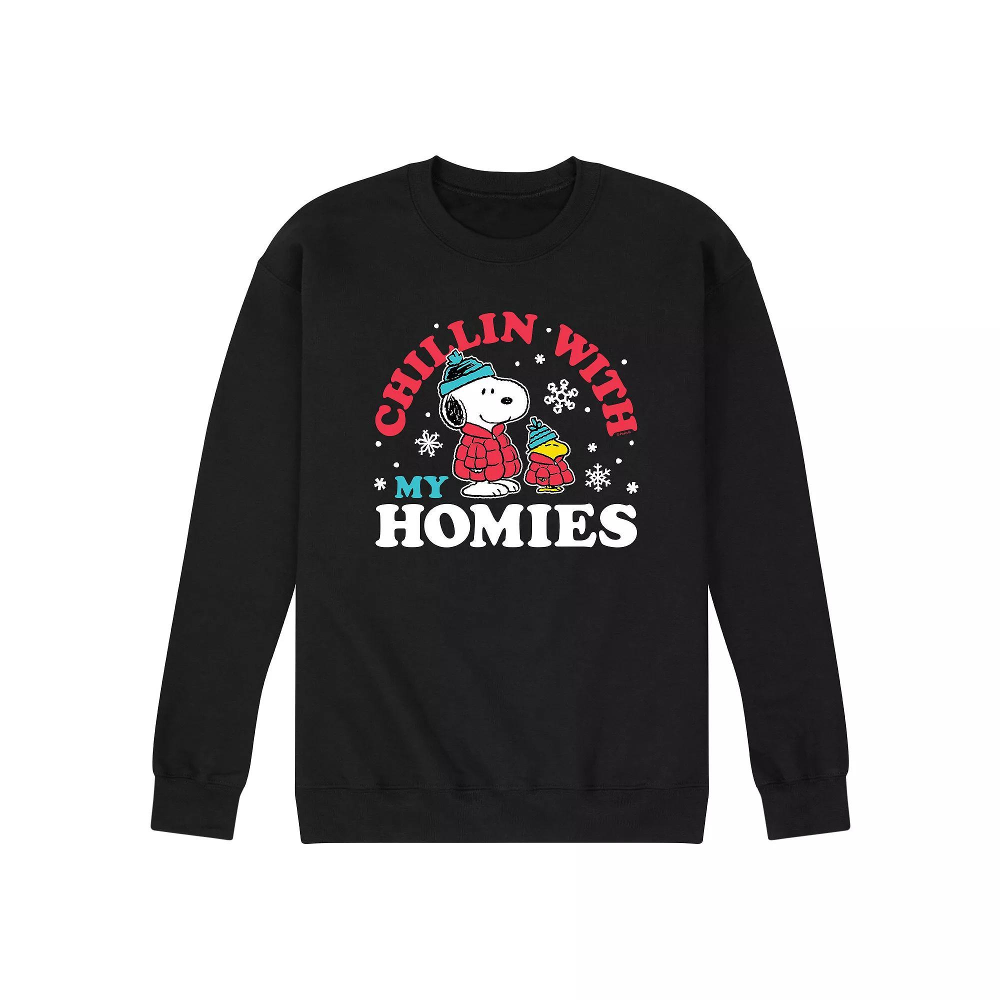 Men's Peanuts Chillin With My Homies Sweatshirt, Size: XL, Black Product Image