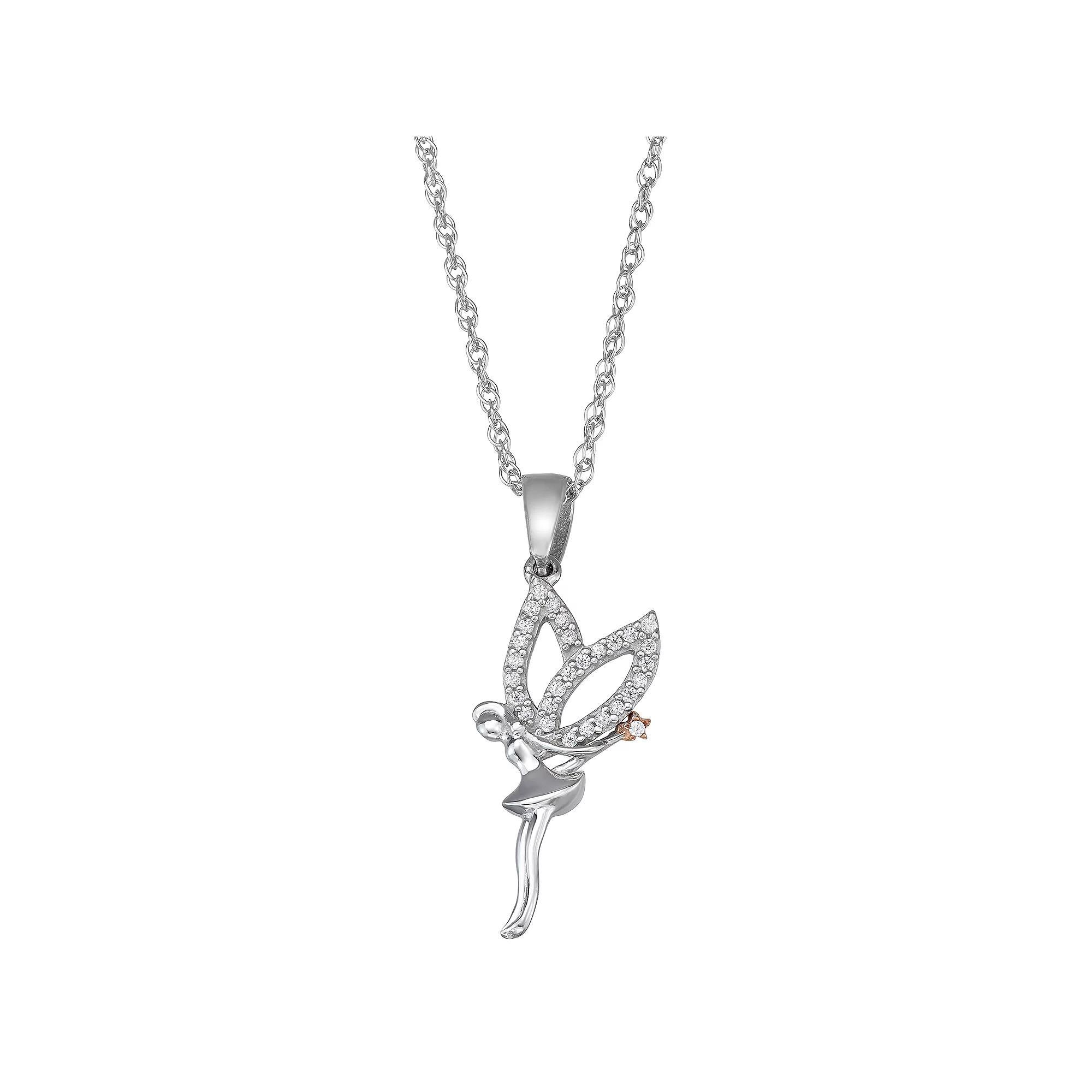 Jewelexcess 1/10 Carat White Diamond Two Tone Sterling Silver Pendant, Women's, Size: 18" Product Image