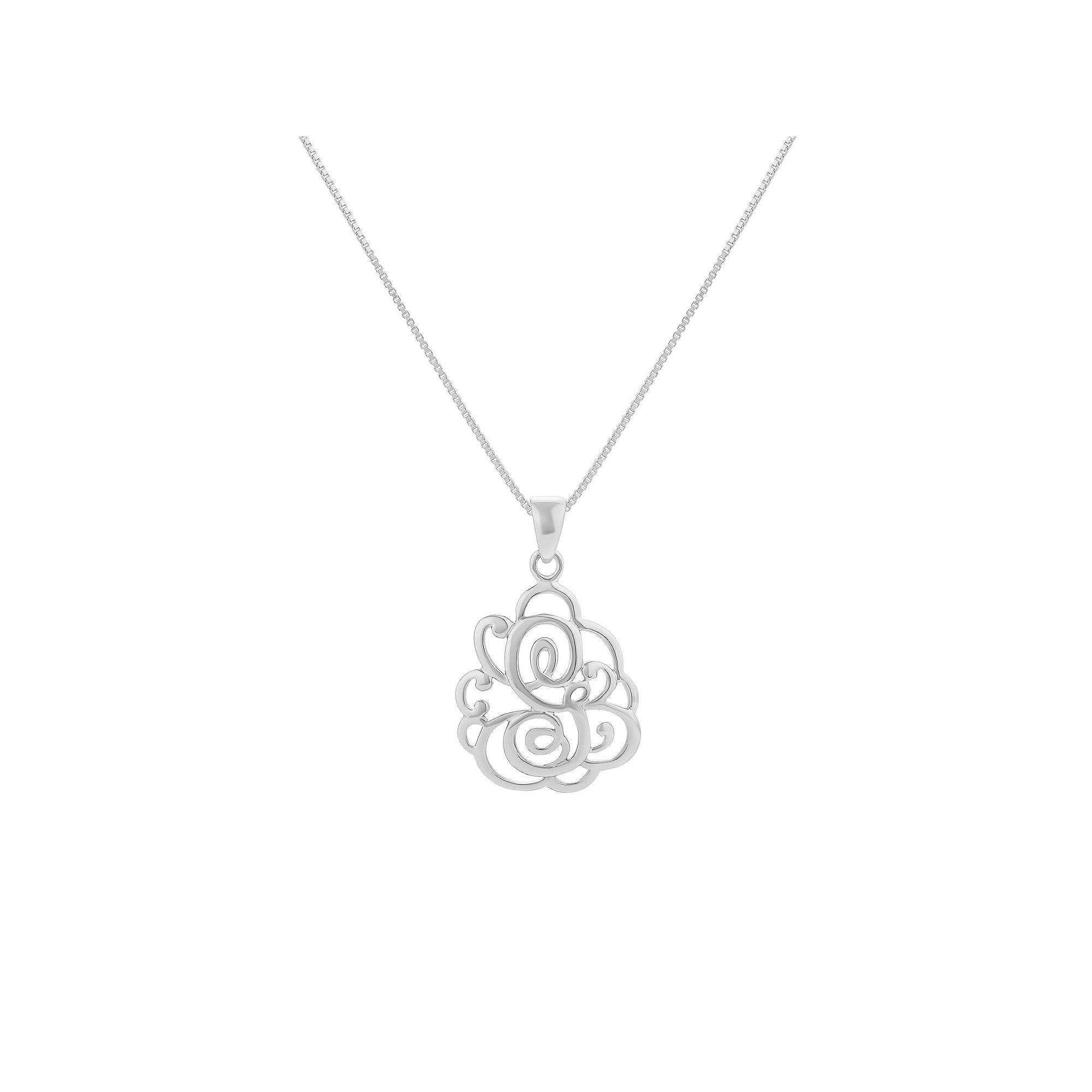 PRIMROSE Sterling Silver Monogram Initial Pendant Necklace, Women's, Size: 18", Silver Tone F Product Image
