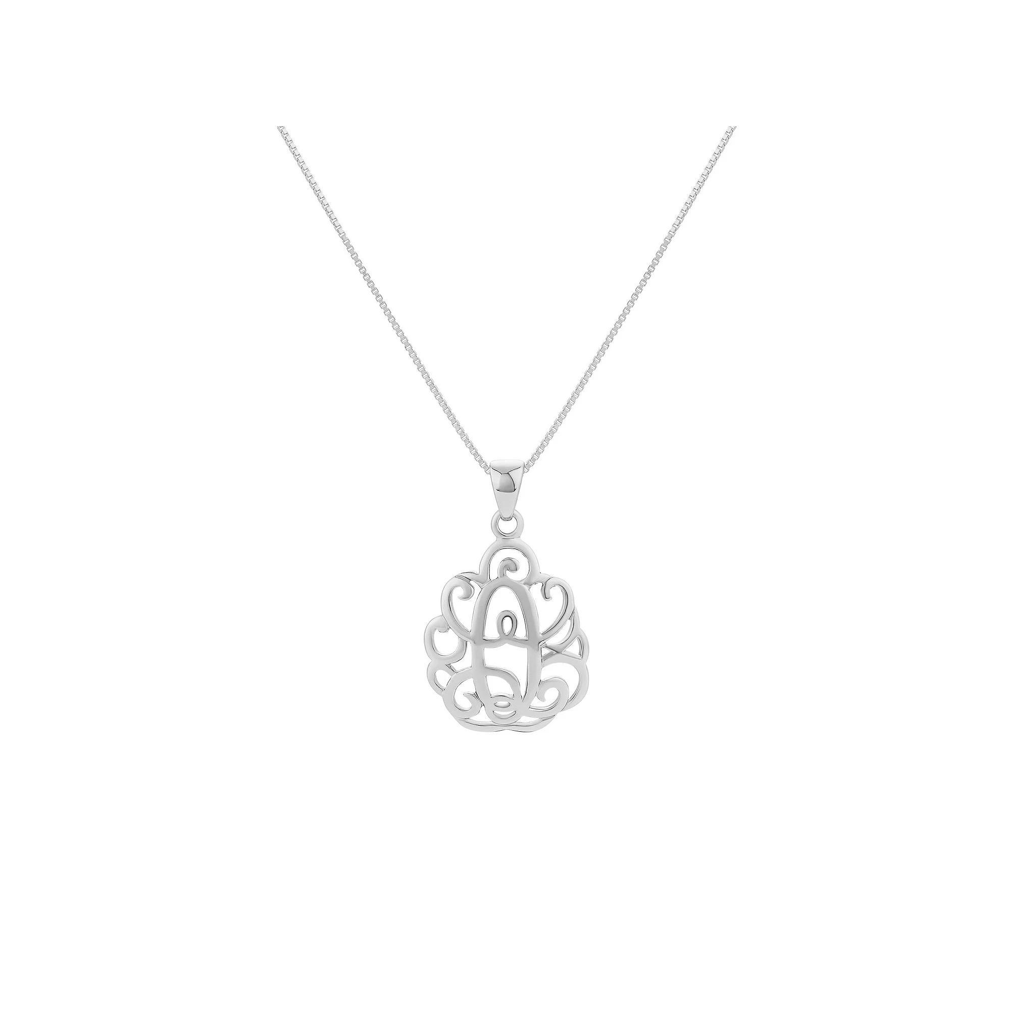PRIMROSE Sterling Silver Monogram Initial Pendant Necklace, Women's, Size: 18", Silver Tone F Product Image