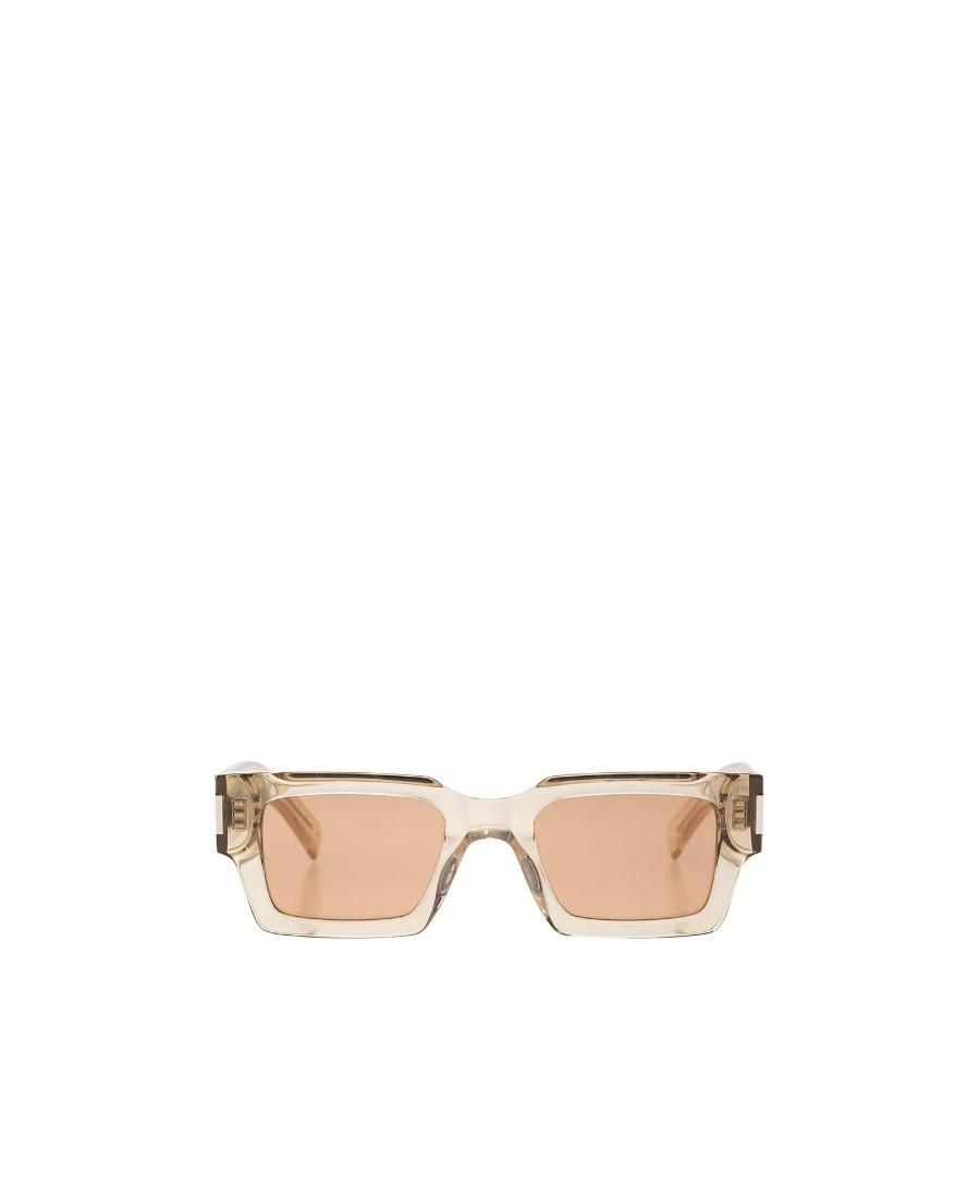 SAINT LAURENT Womens Yellow Ys000468 Rectangle-frame Acetate Sunglasses In Beige Product Image