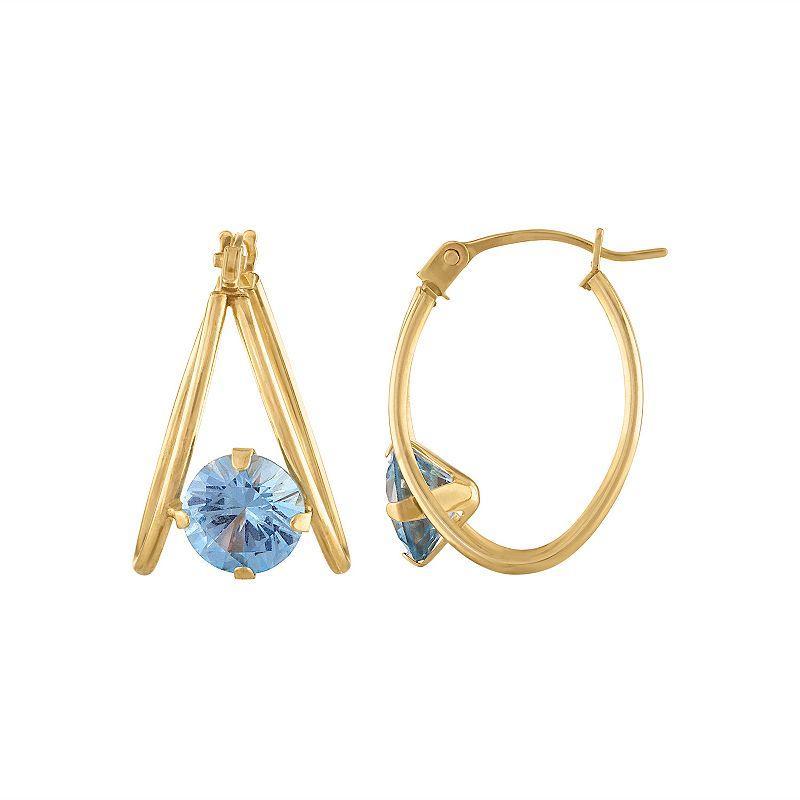 Designs by Gioelli 14k Gold Gemstone Capture Hoop Earrings, Womens, Red Product Image